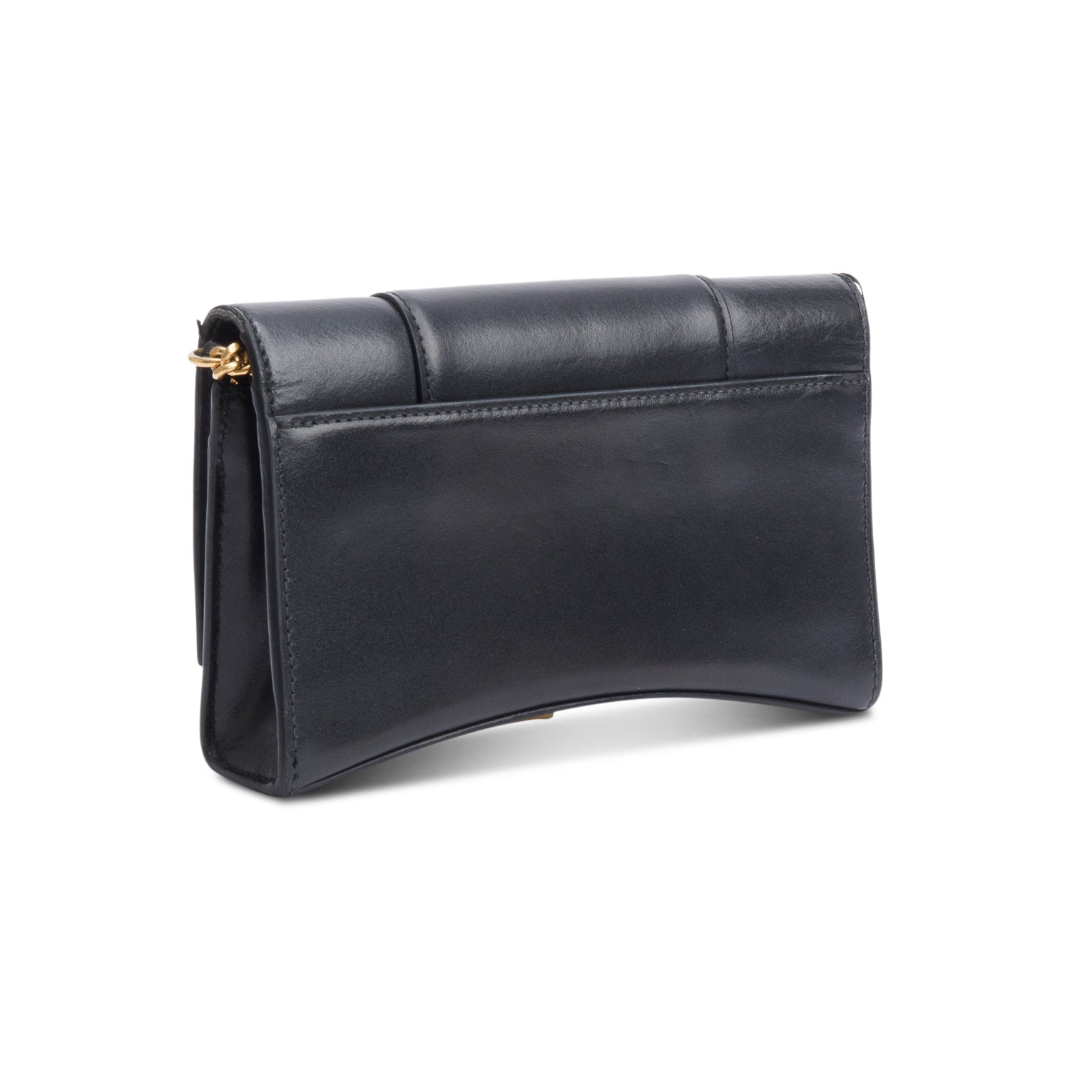 Balenciaga Black Smooth Leather Hourglass Wallet on Chain