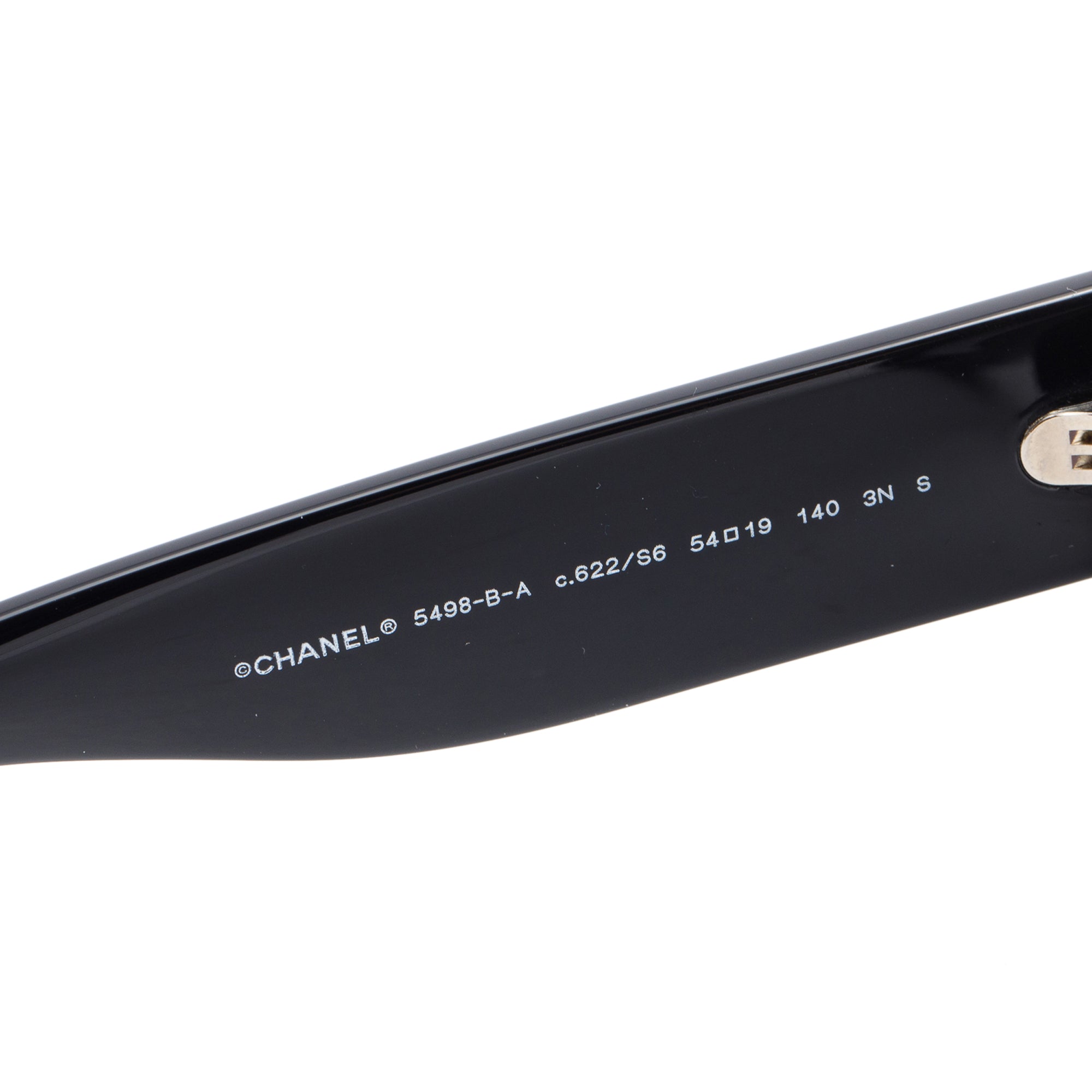 Chanel 5498-B-A Black Acetate Strass CC Logo Round Sunglasses w/ Box & Case
