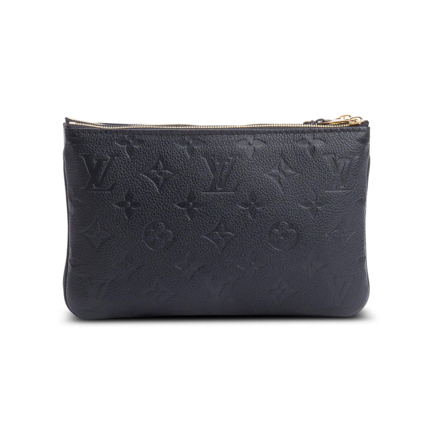 Louis Vuitton Black Monogram Empreinte Double Zip Pochette w/ Strap