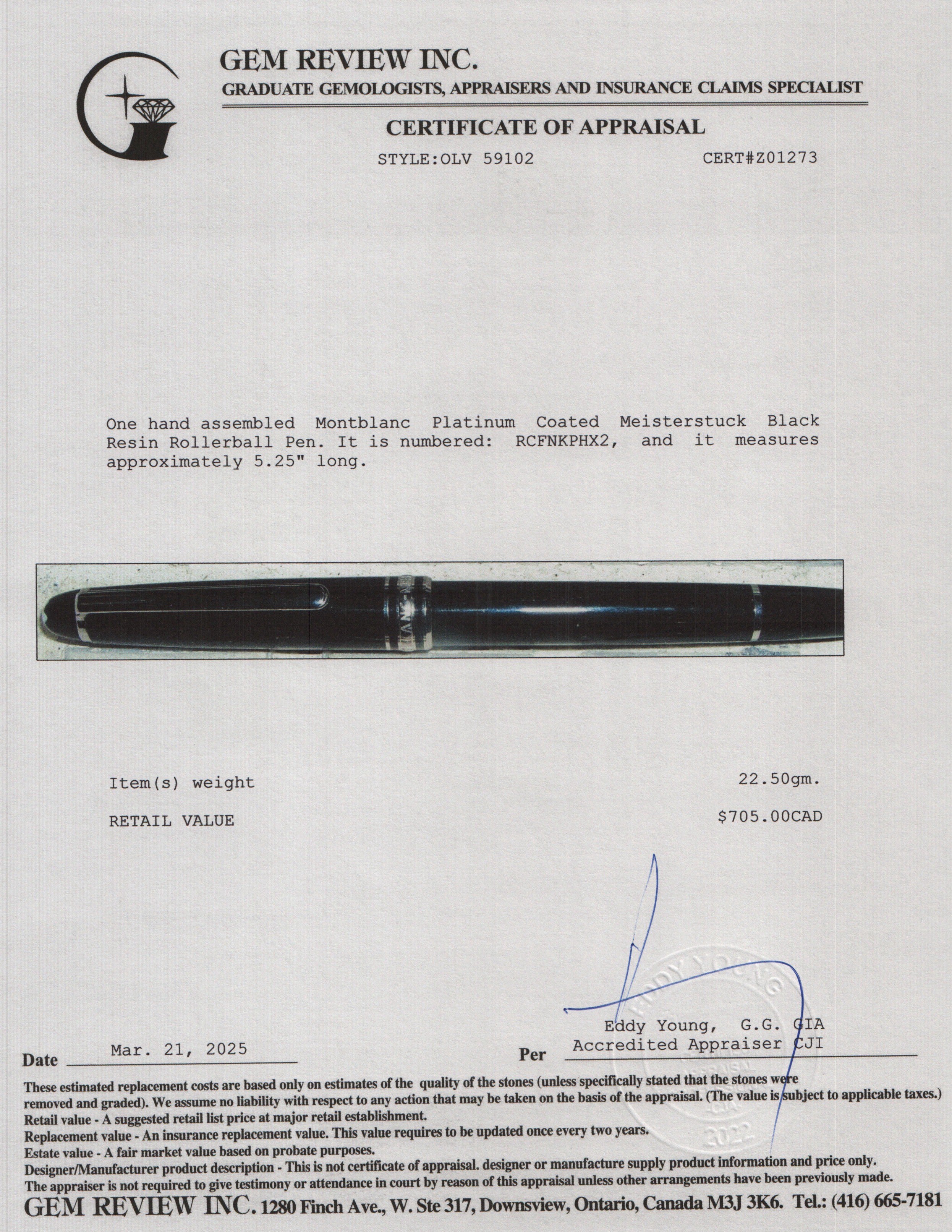 Montblanc Platinum Coated Meisterstuck Black Resin Rollerball Pen w/ Box