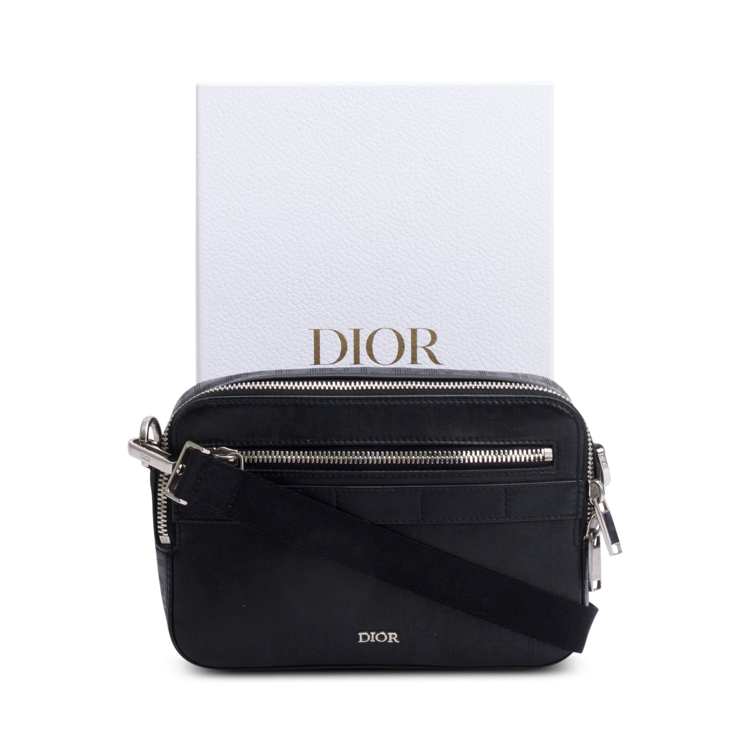 Christian Dior 2021 Black Oblique Galaxy Leather Safari Messenger Bag w/ Box