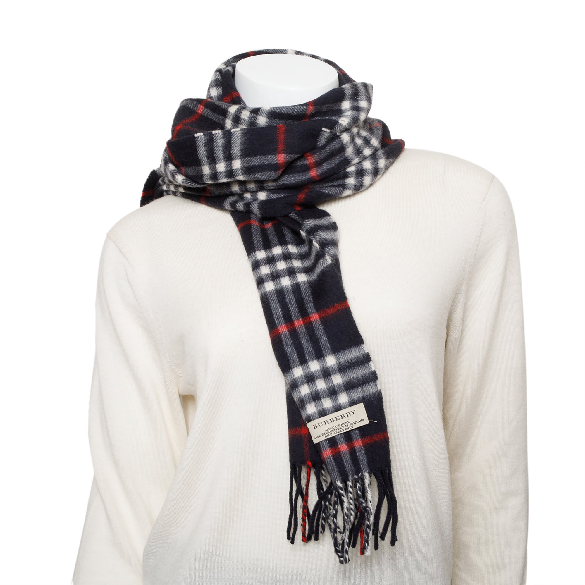 Burberry Blue Multicolor House Check Cashmere Scarf