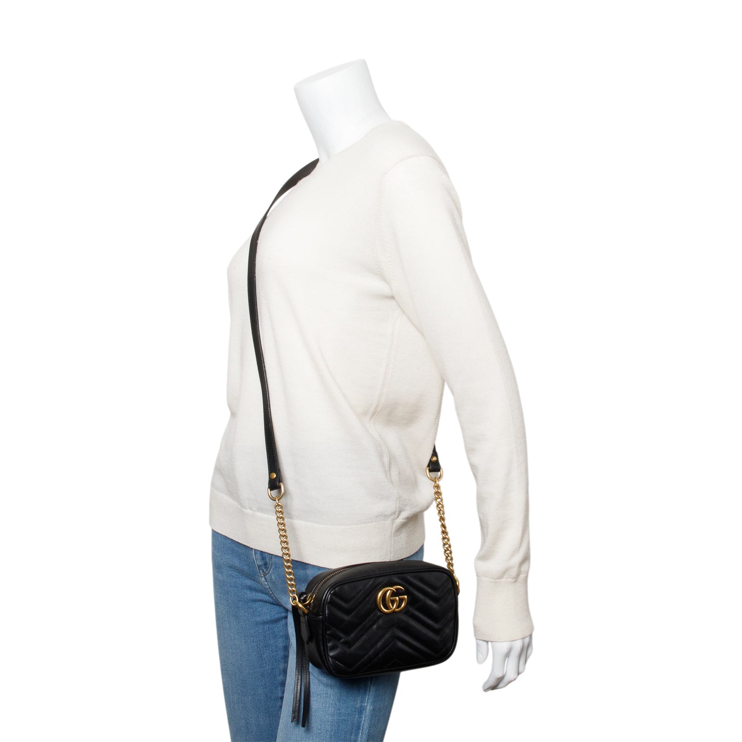 Gucci Black GG Marmont Matelasse Mini Shoulder Bag