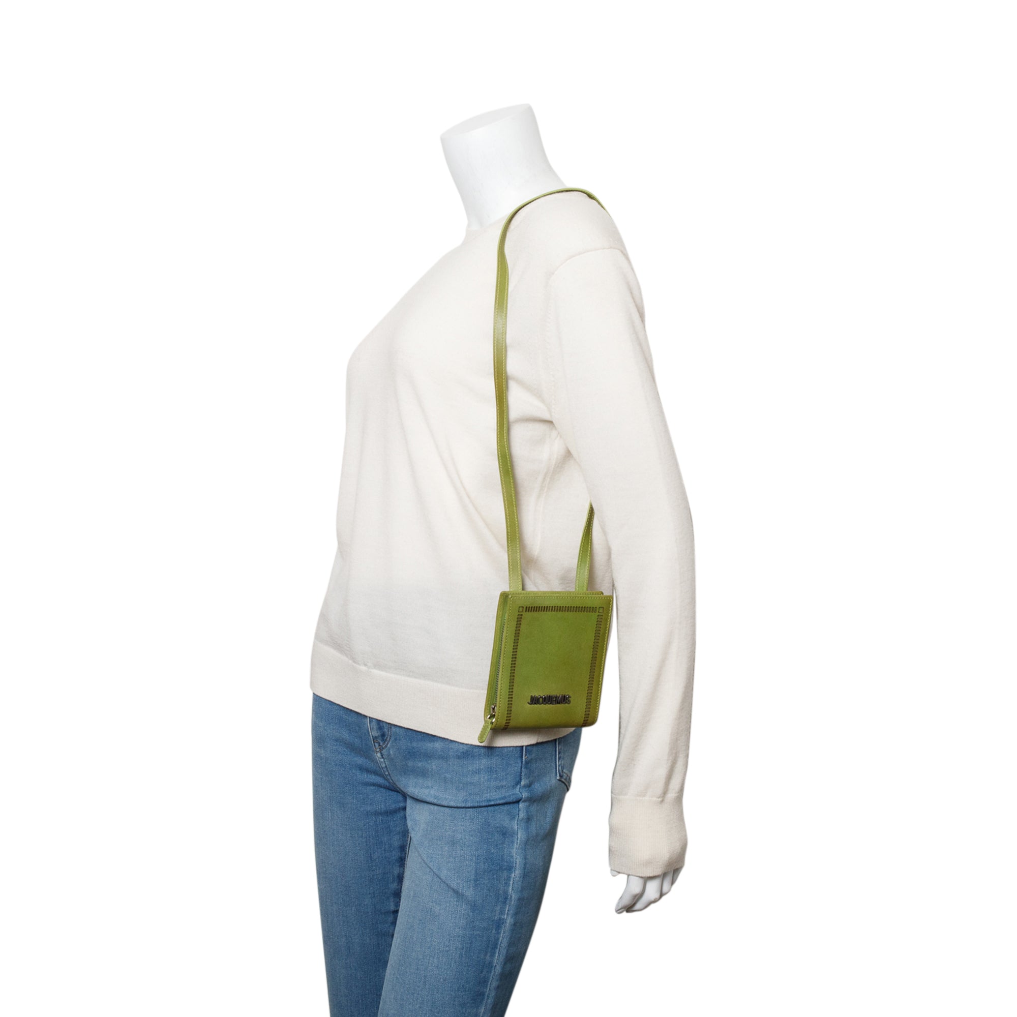 Jacquemus Green Leather Le Gadjo Wallet on Strap