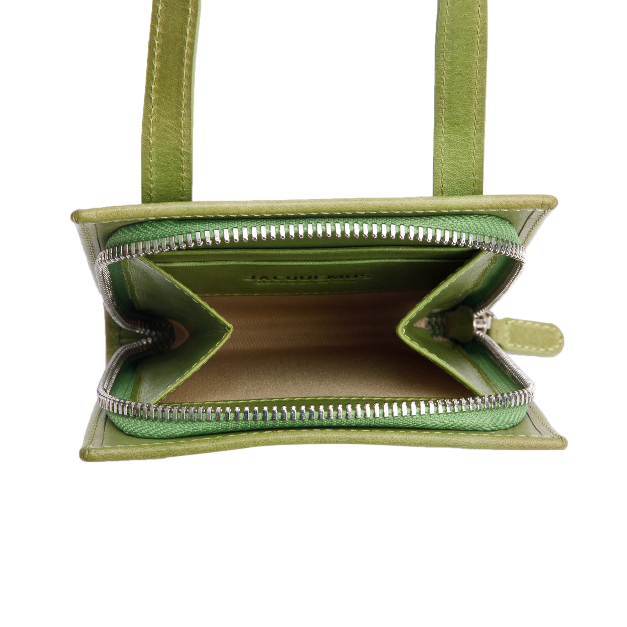 Jacquemus Green Leather Le Gadjo Wallet on Strap