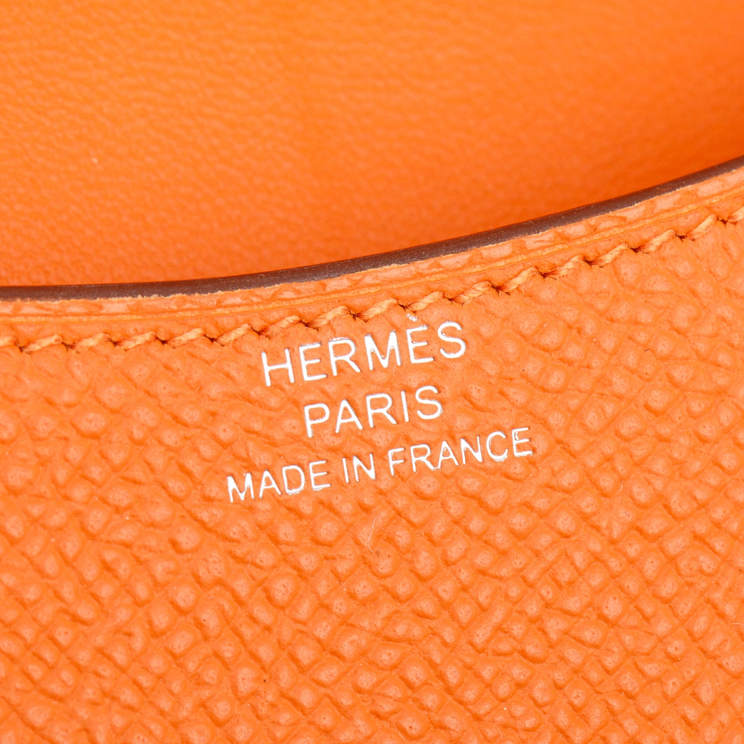 Hermes 2022 Orange Veau Epsom Constance Slim Compact Wallet w/ Box & Insert