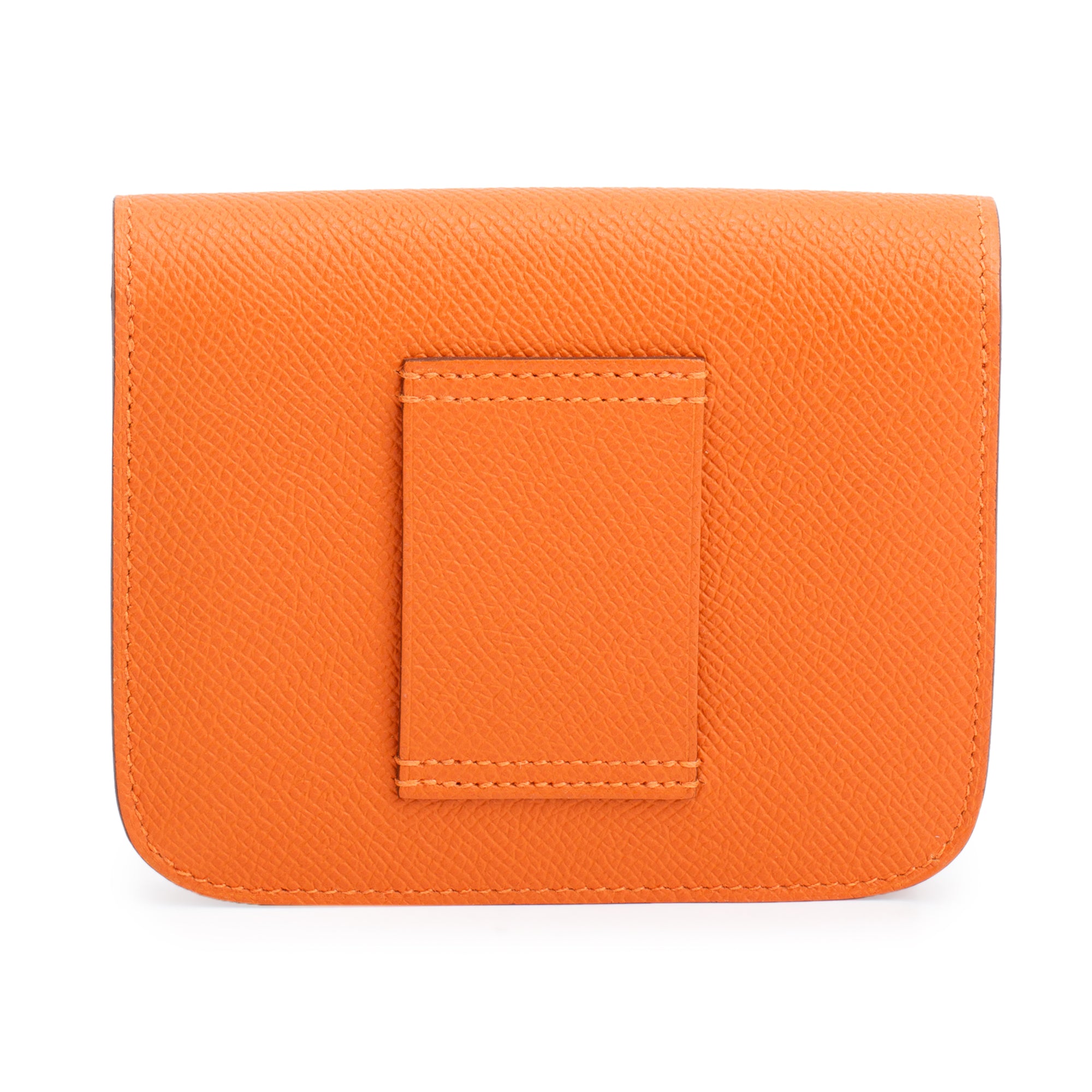 Hermes 2022 Orange Veau Epsom Constance Slim Compact Wallet w/ Box & Insert