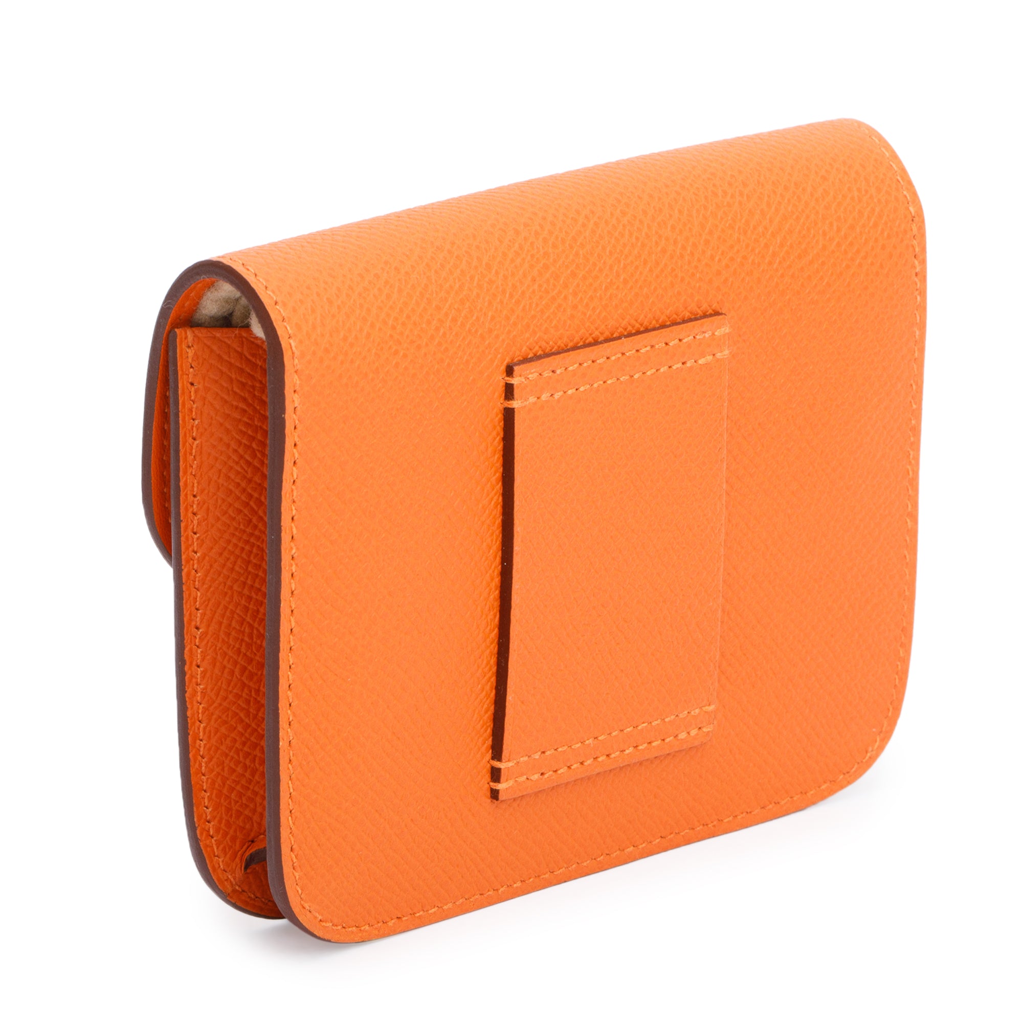 Hermes 2022 Orange Veau Epsom Constance Slim Compact Wallet w/ Box & Insert