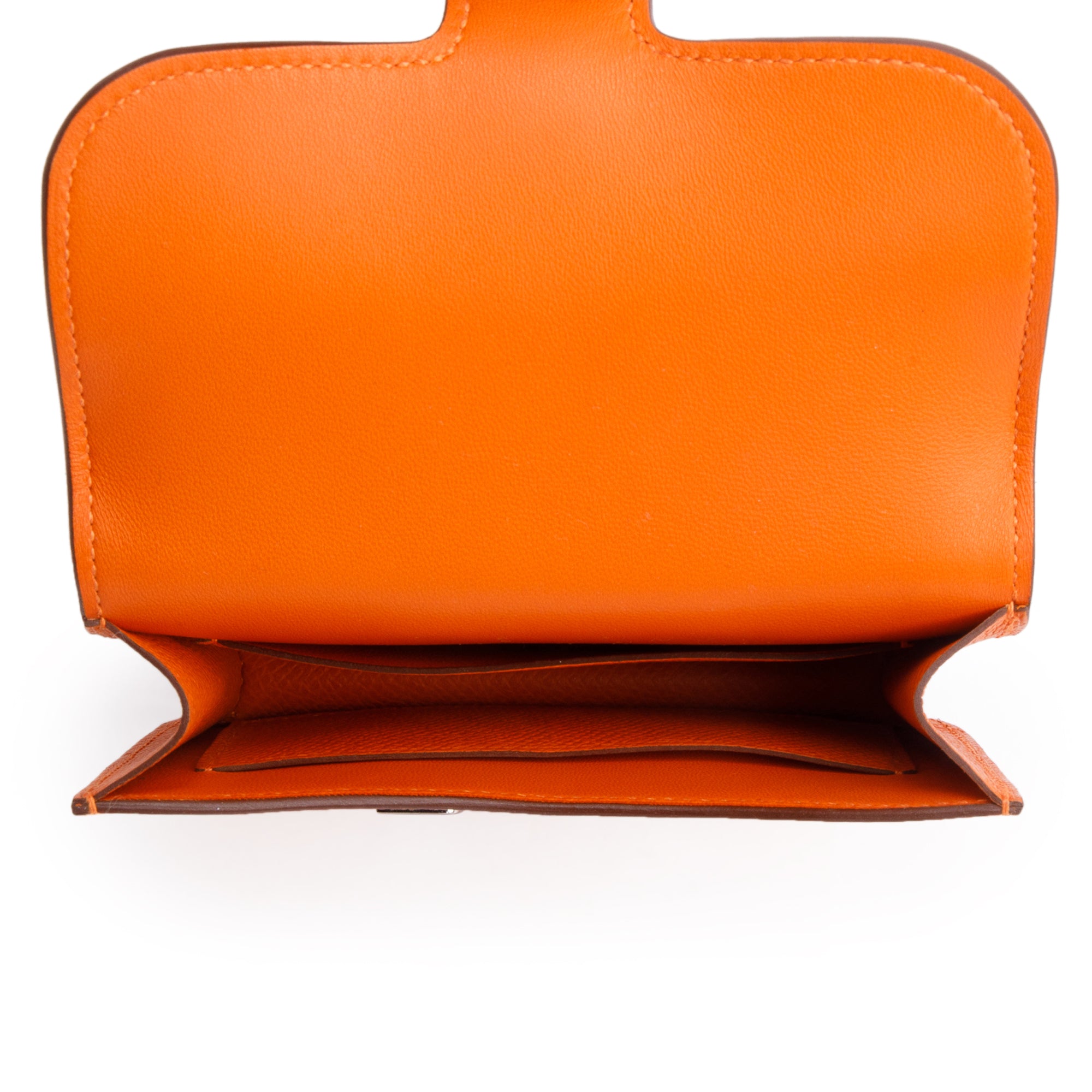 Hermes 2022 Orange Veau Epsom Constance Slim Compact Wallet w/ Box & Insert