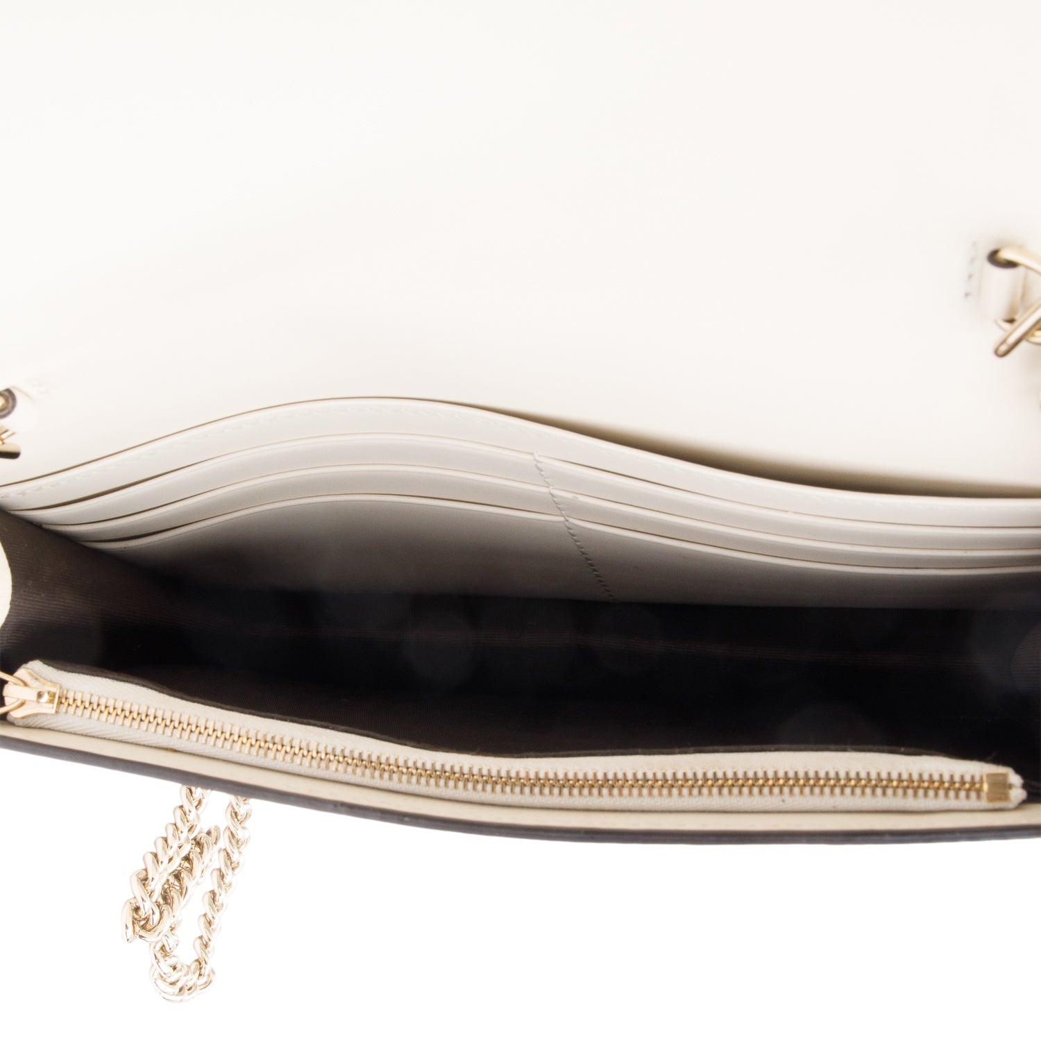 Gucci White Signature Leather Bow Mini Wallet On Chain