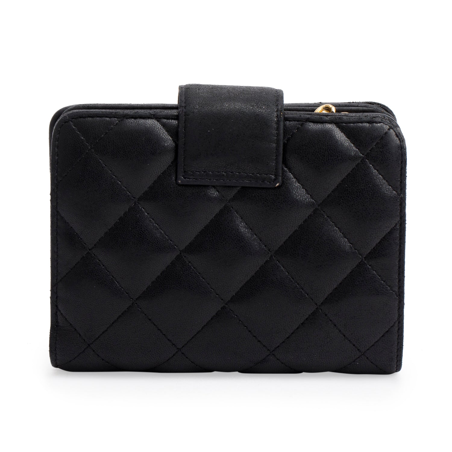 Chanel Black Lambskin Leather 2.55 French Compact Wallet