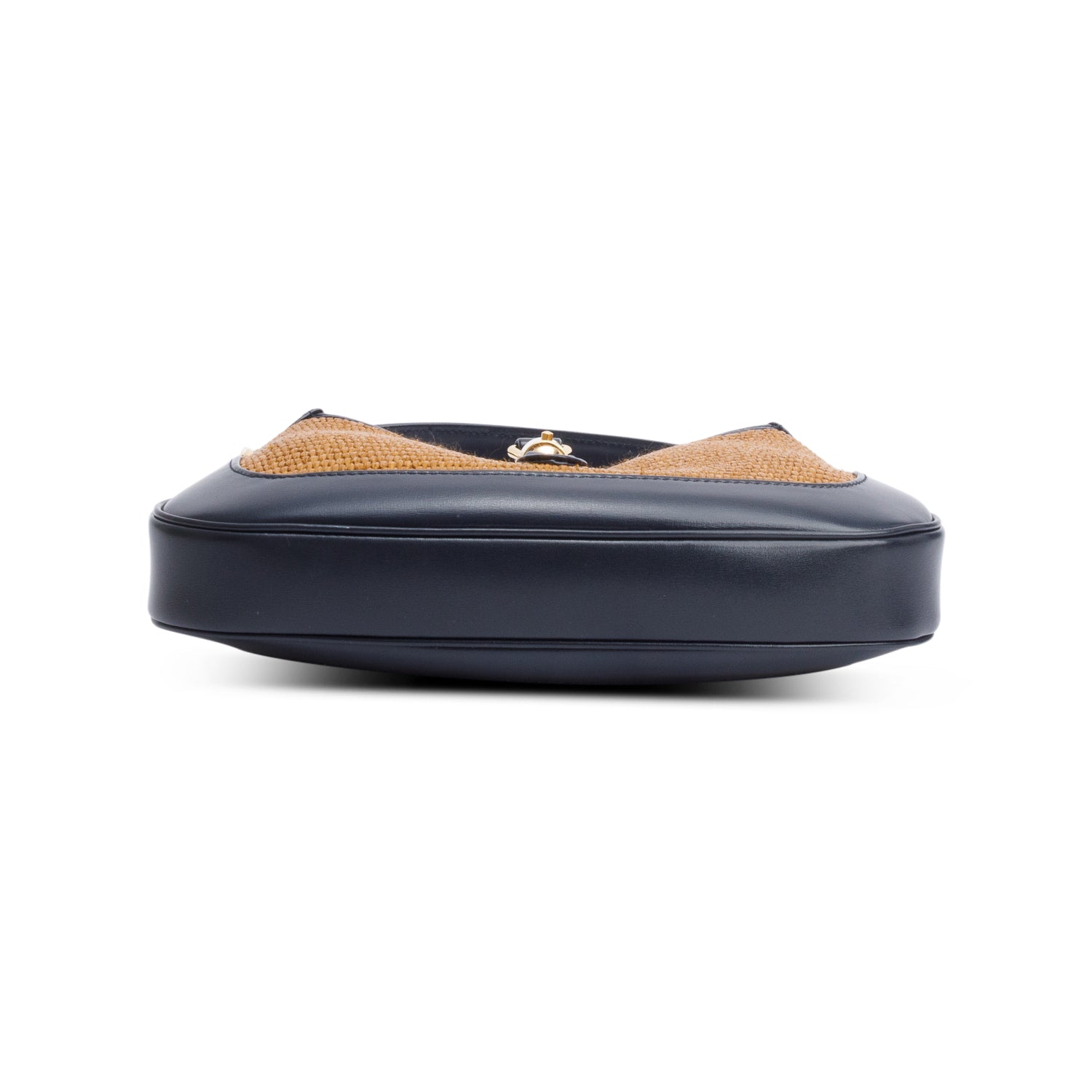 Gucci Neutral Raffia Black Leather Small Jackie 1961 Shoulder Bag w/ Strap & Box