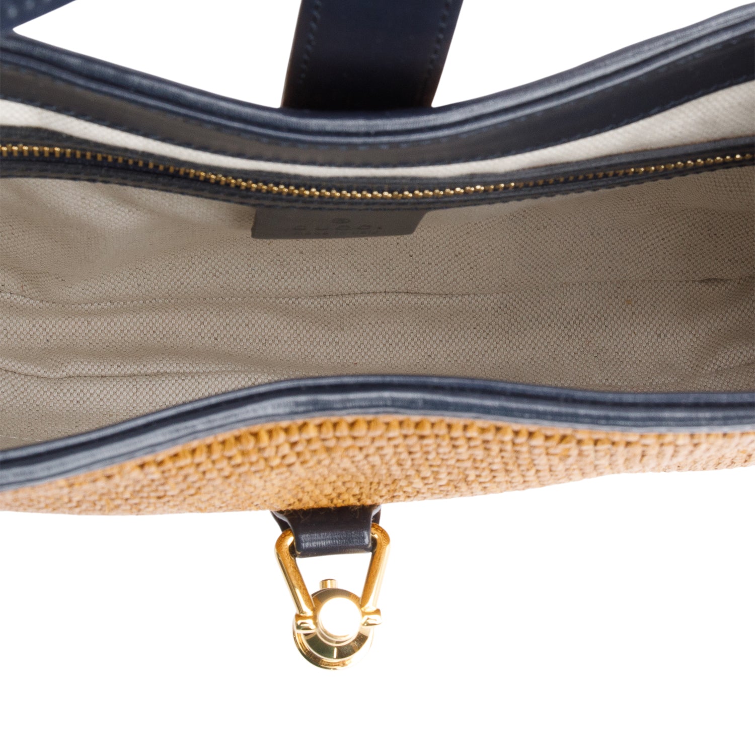 Gucci Neutral Raffia Black Leather Small Jackie 1961 Shoulder Bag w/ Strap & Box