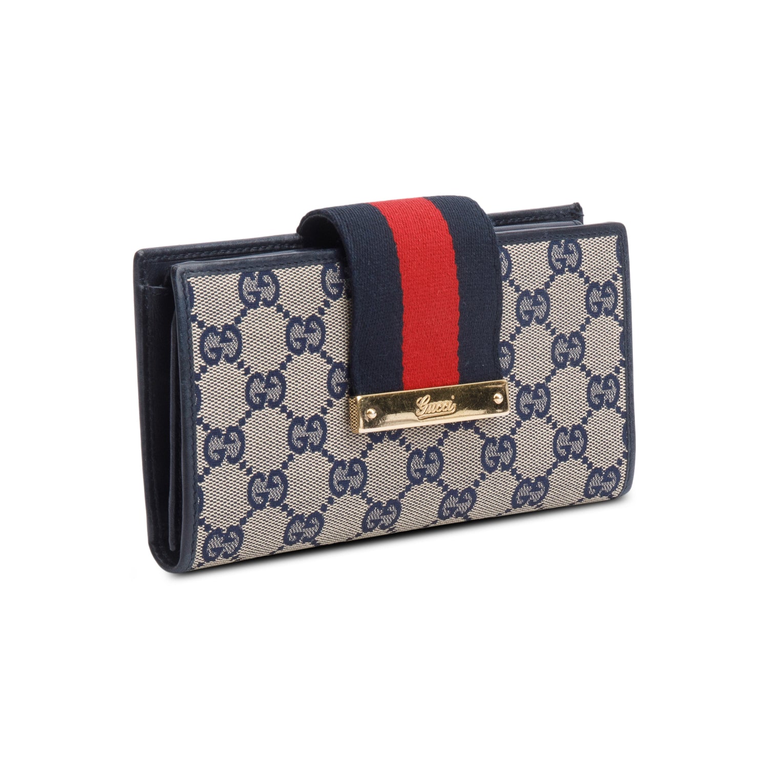 Balenciaga Grey GG Canvas Web Continental Wallet