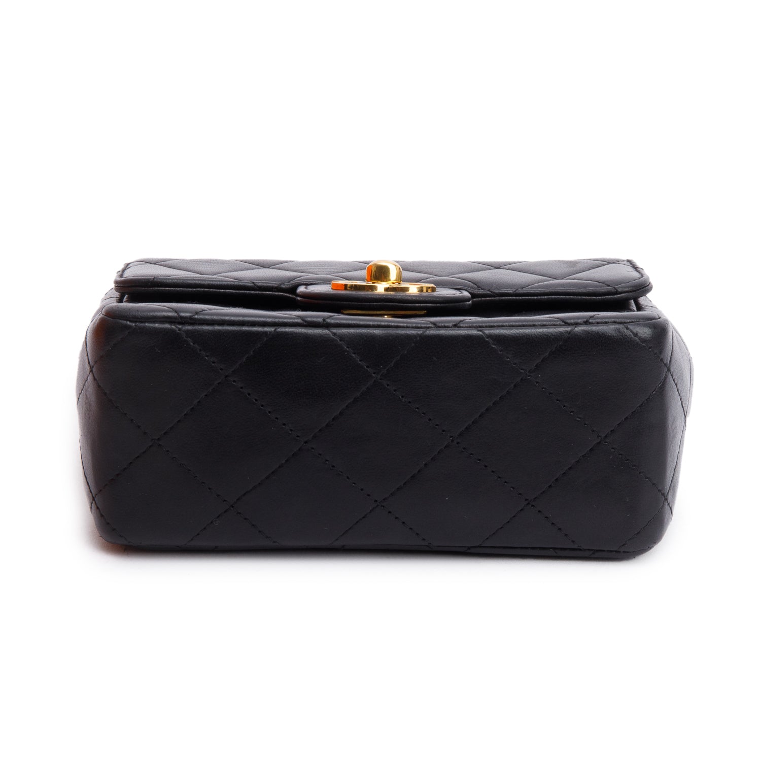 Chanel Vintage Black Quilted Lambskin Leather Mini Kelly Flap Handle Bag