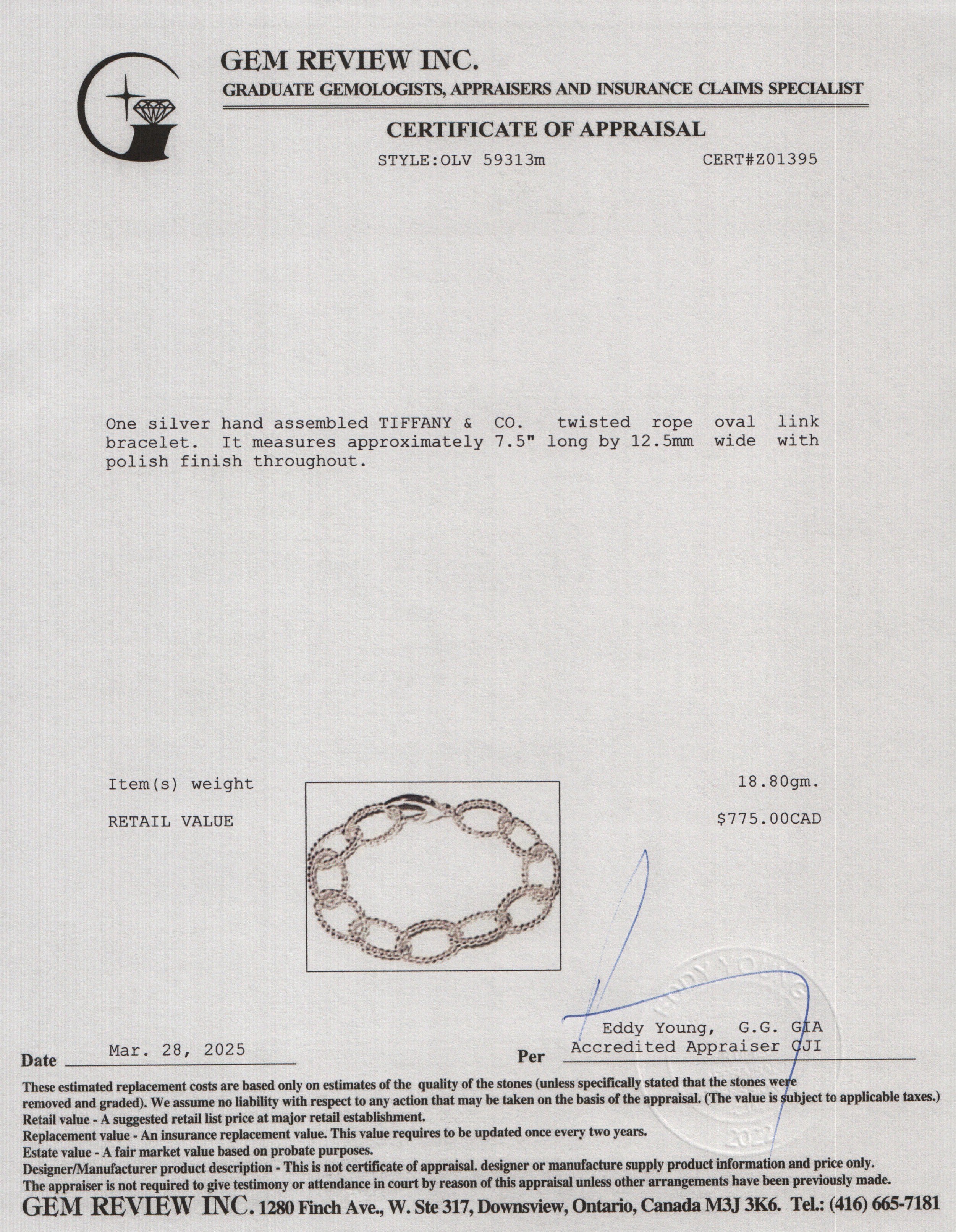 Tiffany & Co. Sterling Silver Twisted Oval Link Bracelet