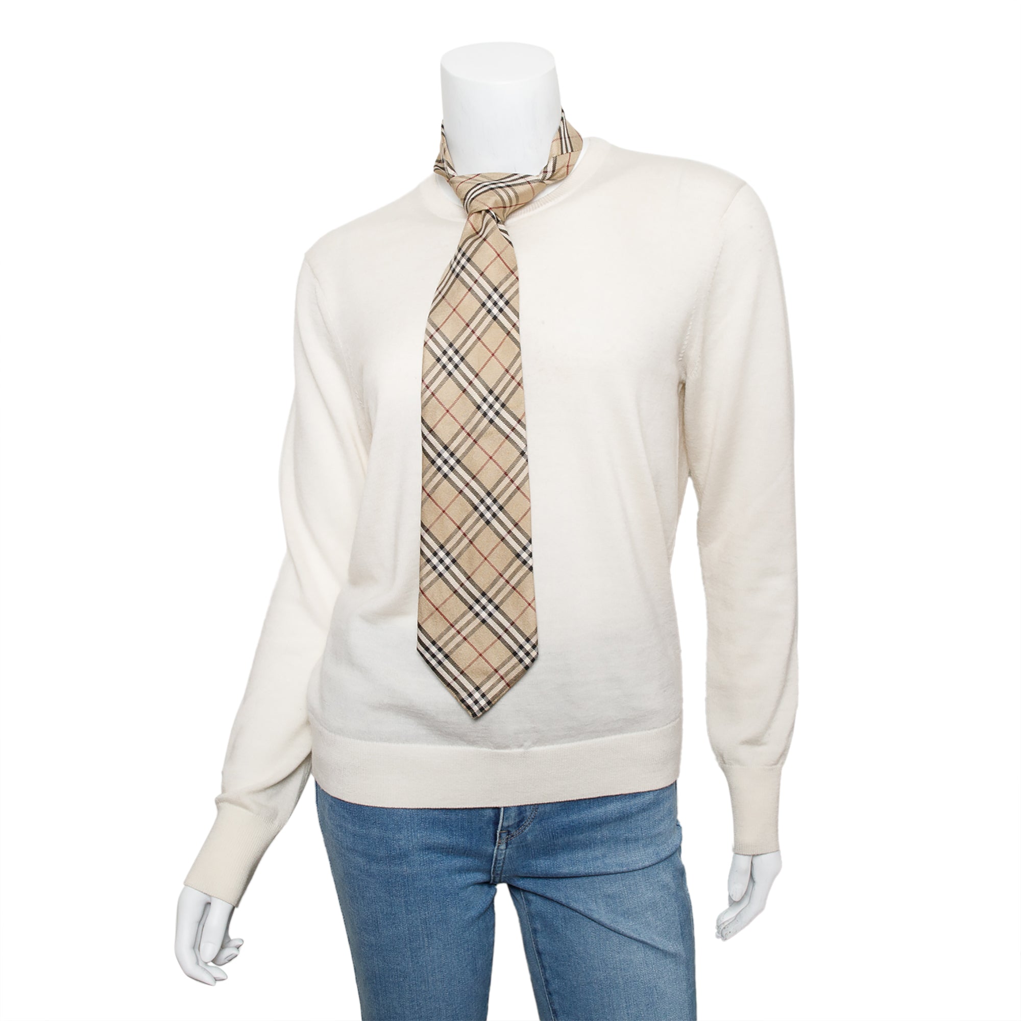 Burberry Beige Vintage Check Silk Tie