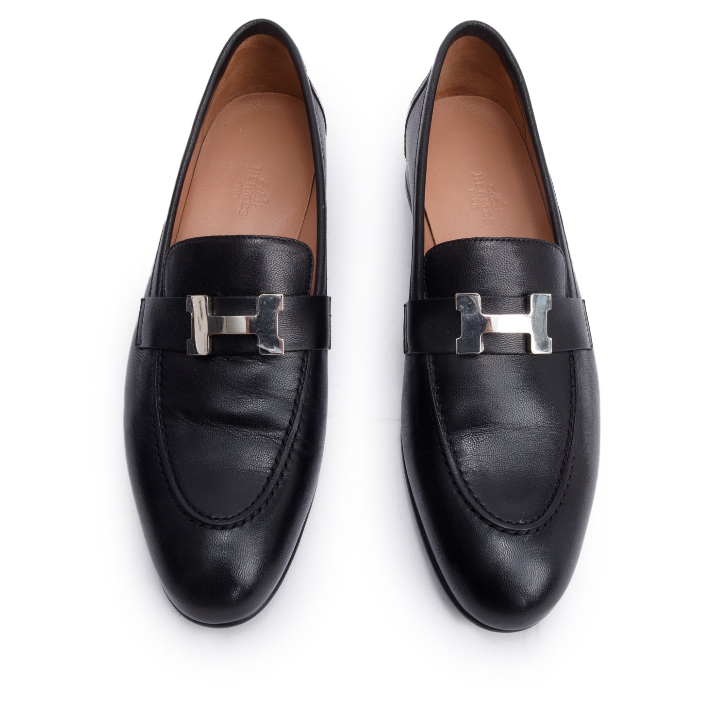 Hermes Noir Chevre Thor Leather Mocassins Paris Loafer, Size 39 w/ Box