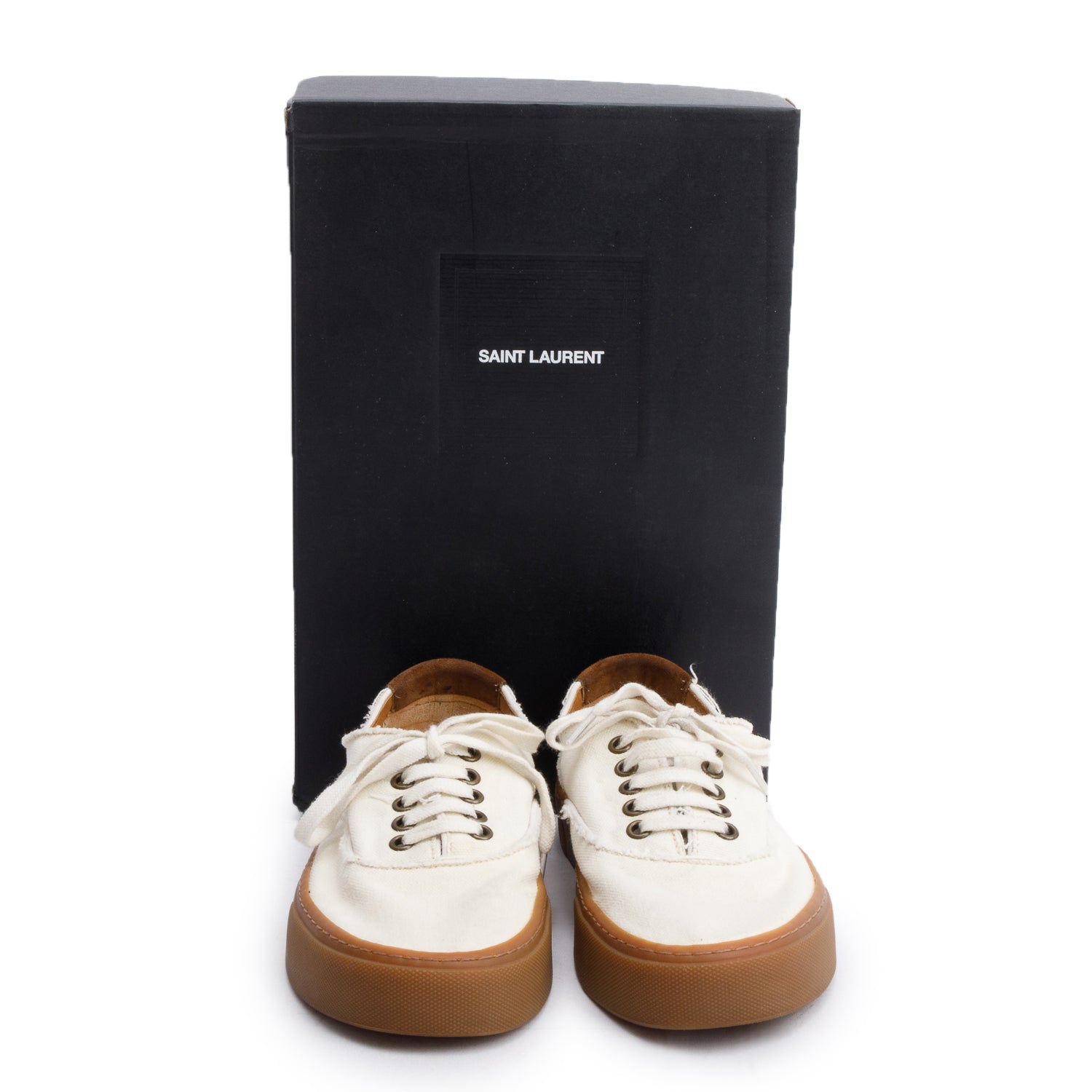 Saint Laurent White Distressed Venice Sneakers, Size 38 w/ Box