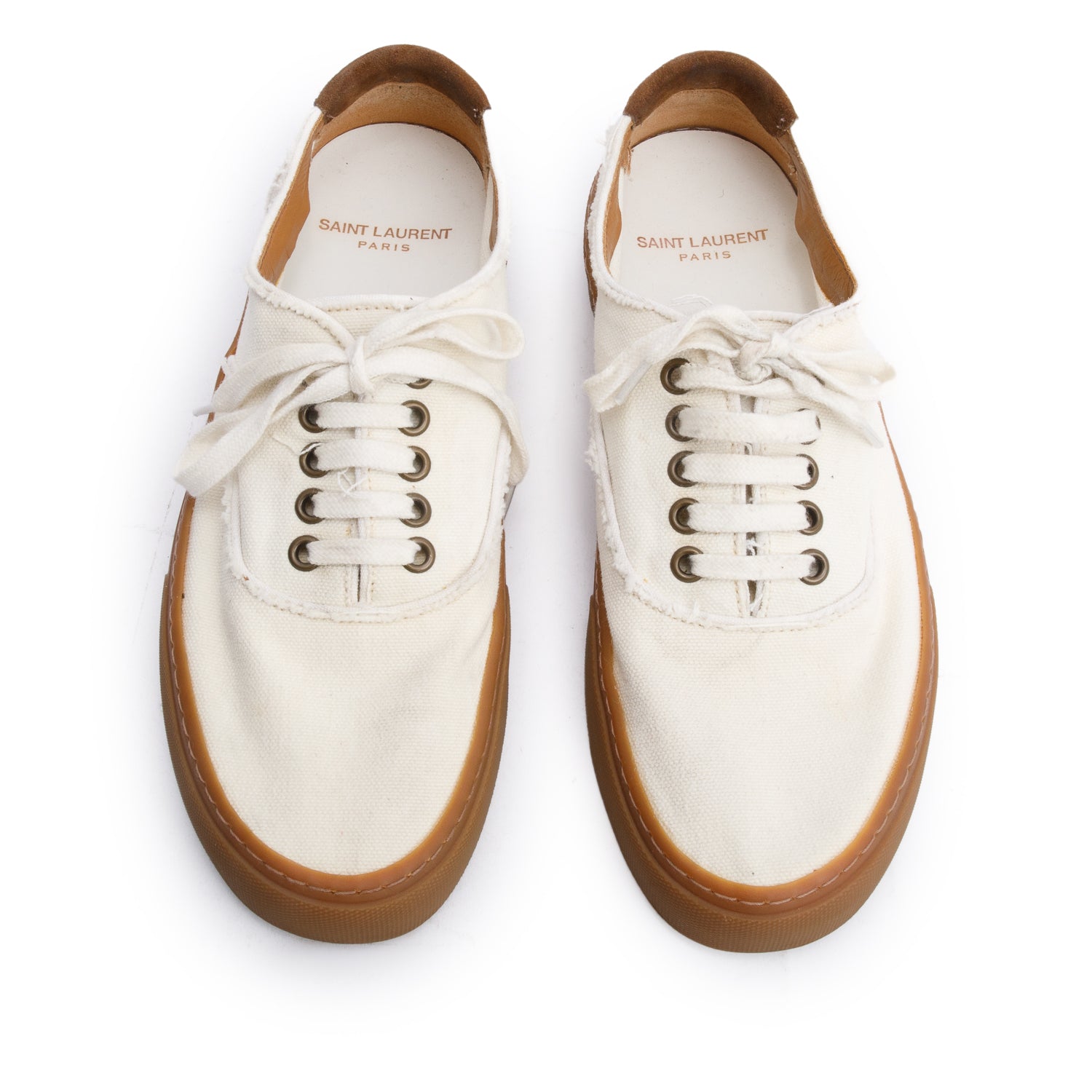Saint Laurent White Distressed Venice Sneakers, Size 38 w/ Box