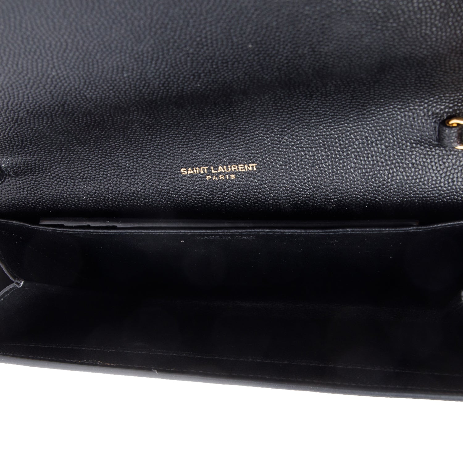 Saint Laurent 2021 Black Grain De Poudre Leather Uptown Chain Wallet w/ Insert & Box