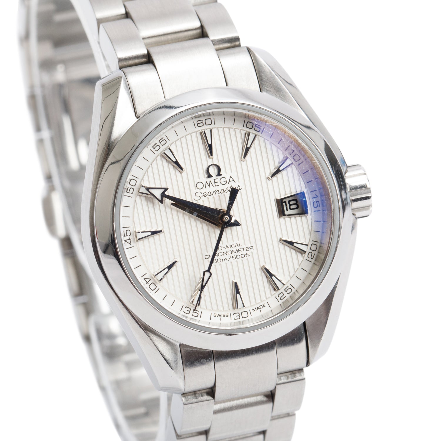 Omega Stainless Steel Seamaster Aqua Terra 150M 30 MM Co-Axial Chronometer Automatic Watch w/ Papers