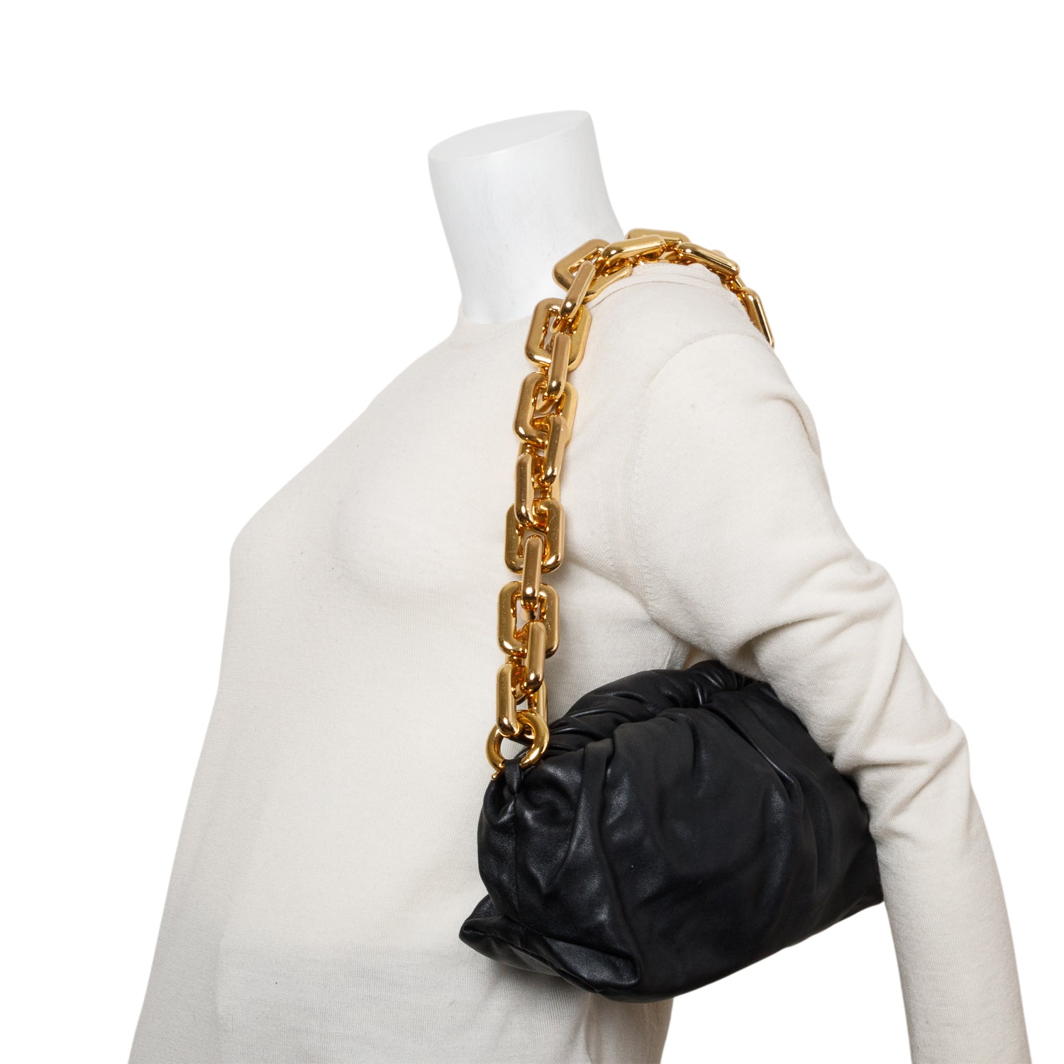 Bottega Veneta Black Nappa Leather The Chain Pouch