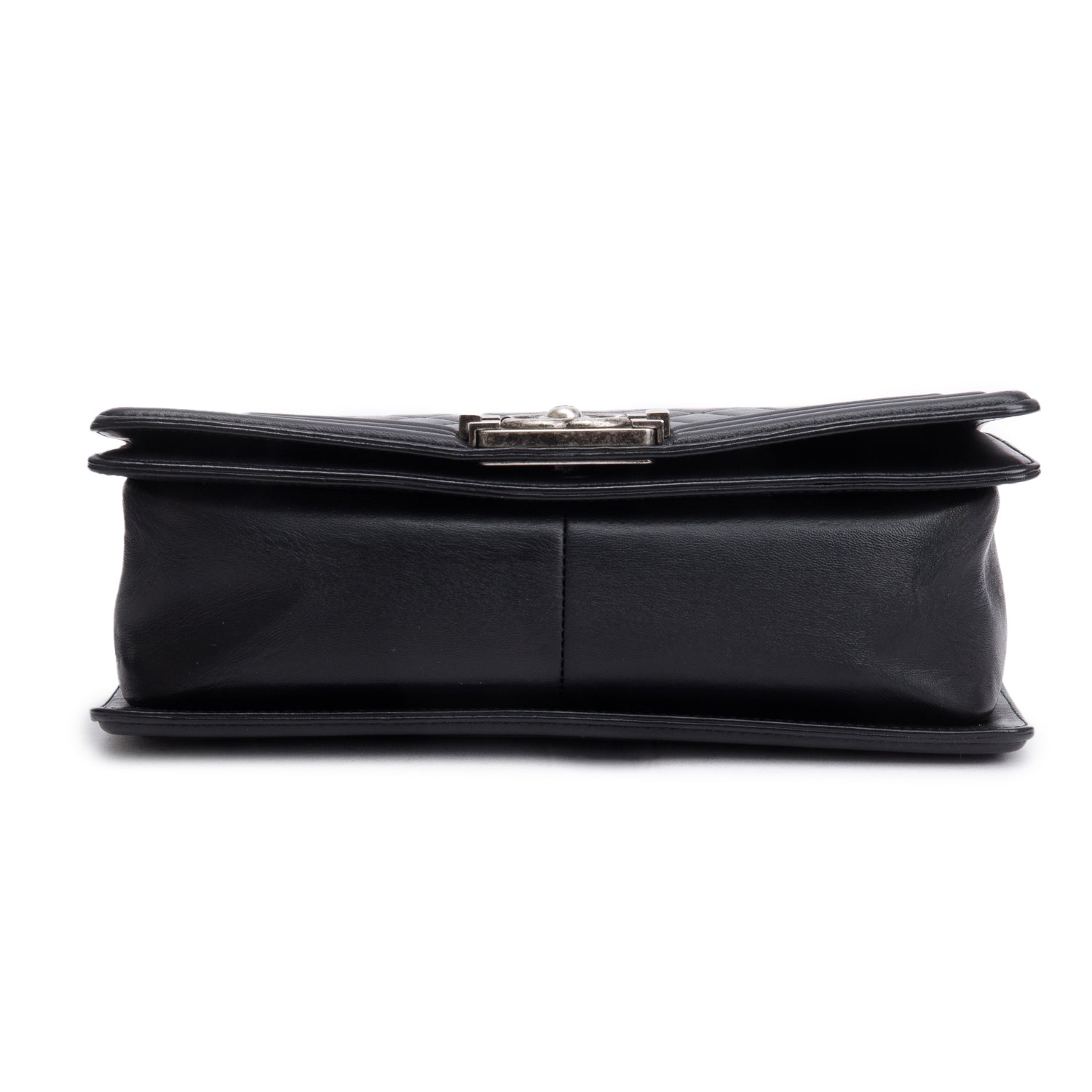 Chanel Black Quilted Lambskin Leather Medium Boy Bag