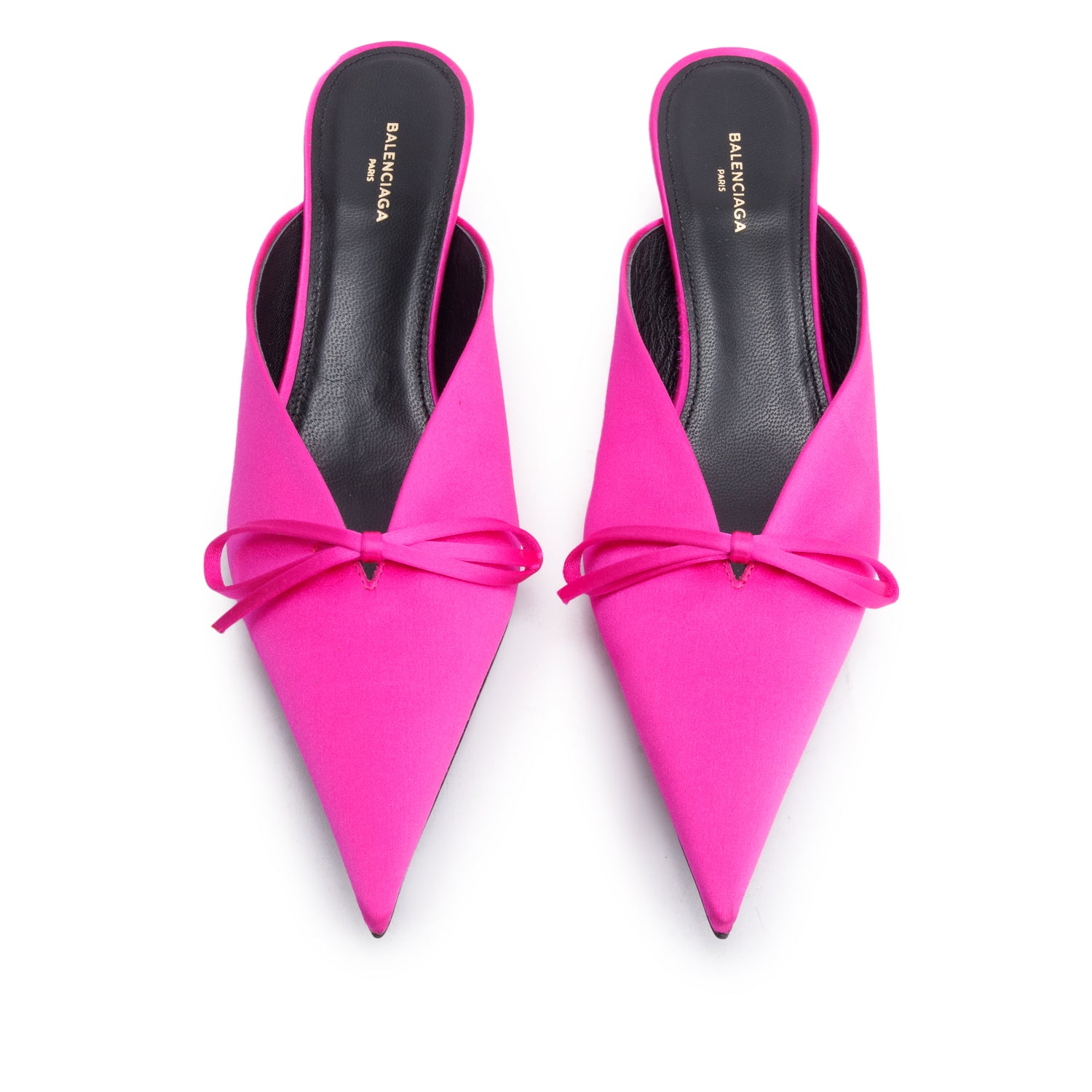 Balenciaga Pink Satin Knife Bow Slingback Pumps, Size 6 w/ Box