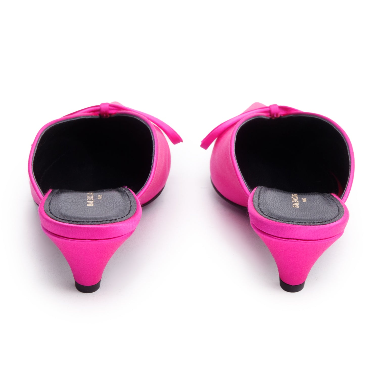 Balenciaga Pink Satin Knife Bow Slingback Pumps, Size 6 w/ Box