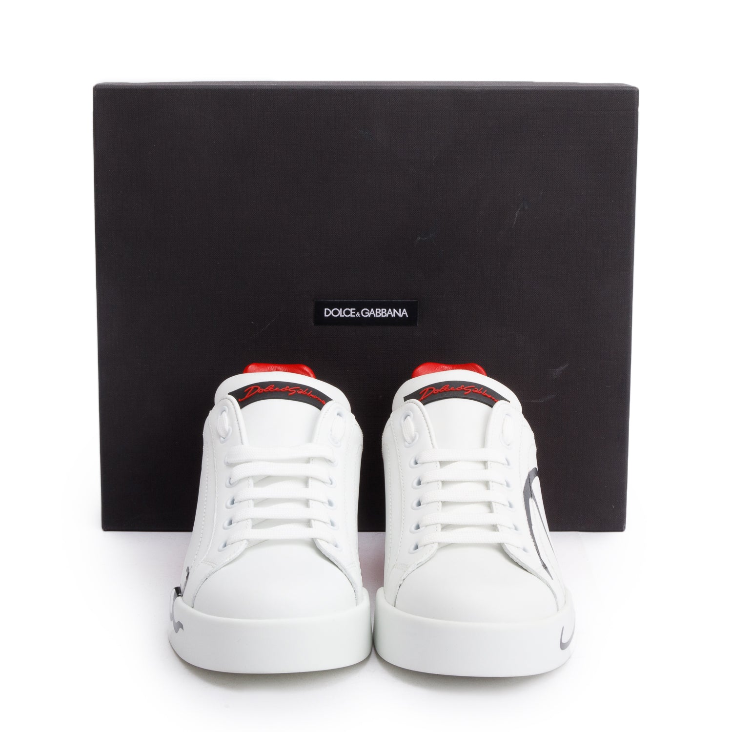 Dolce & Gabbana White & Red Signature Portofino Sneaker, Size 38 w/ Box
