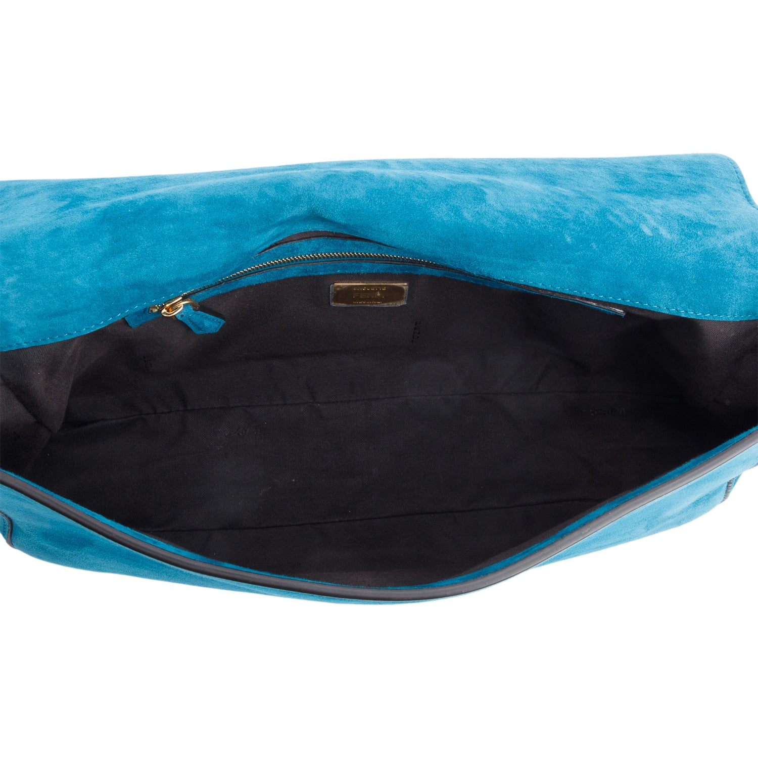 Fendi Blue Suede Large Baguette Shoulder Bag