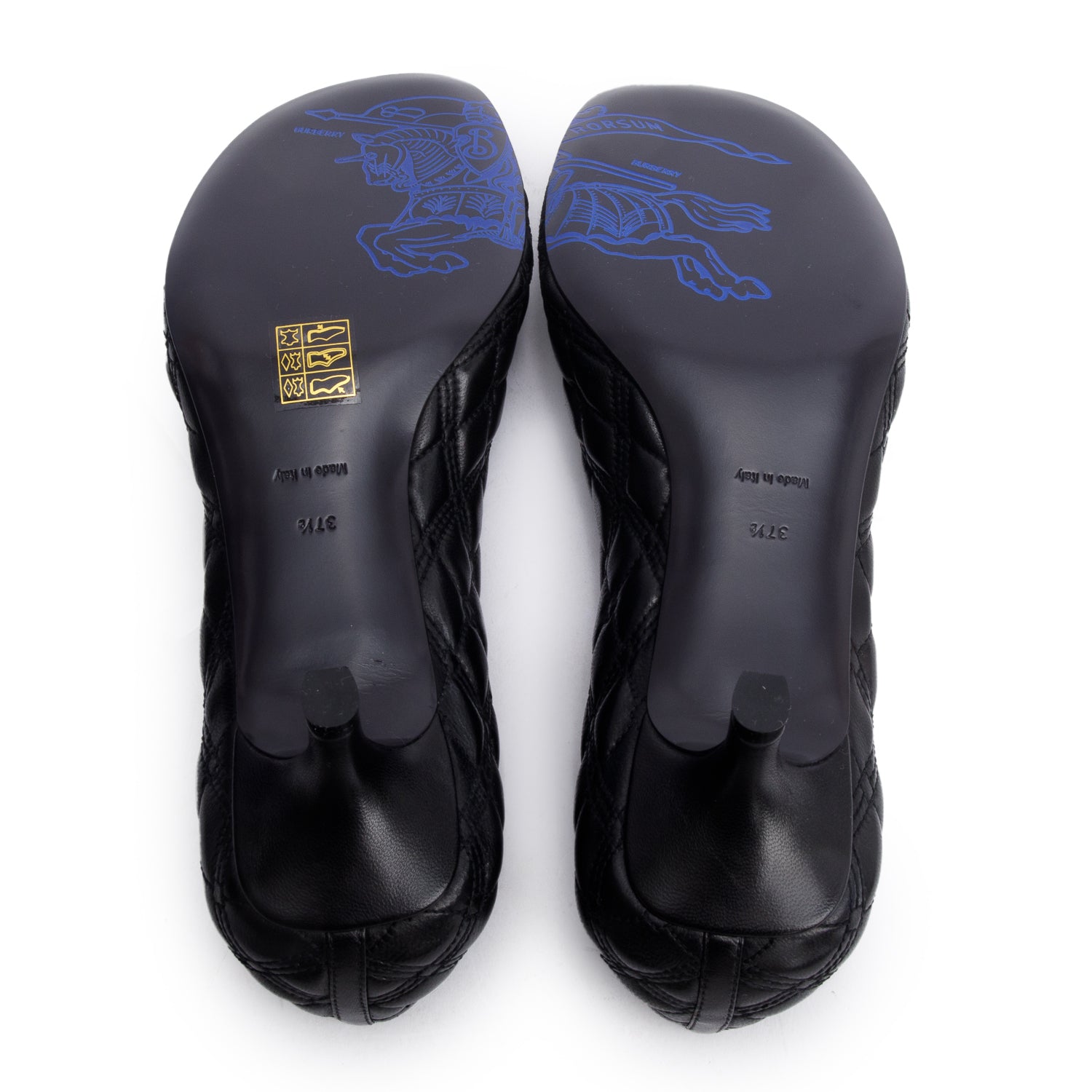 Burberry Black Quilted Nappa Leather Baby Pumps, Size 37.5 w/ Box