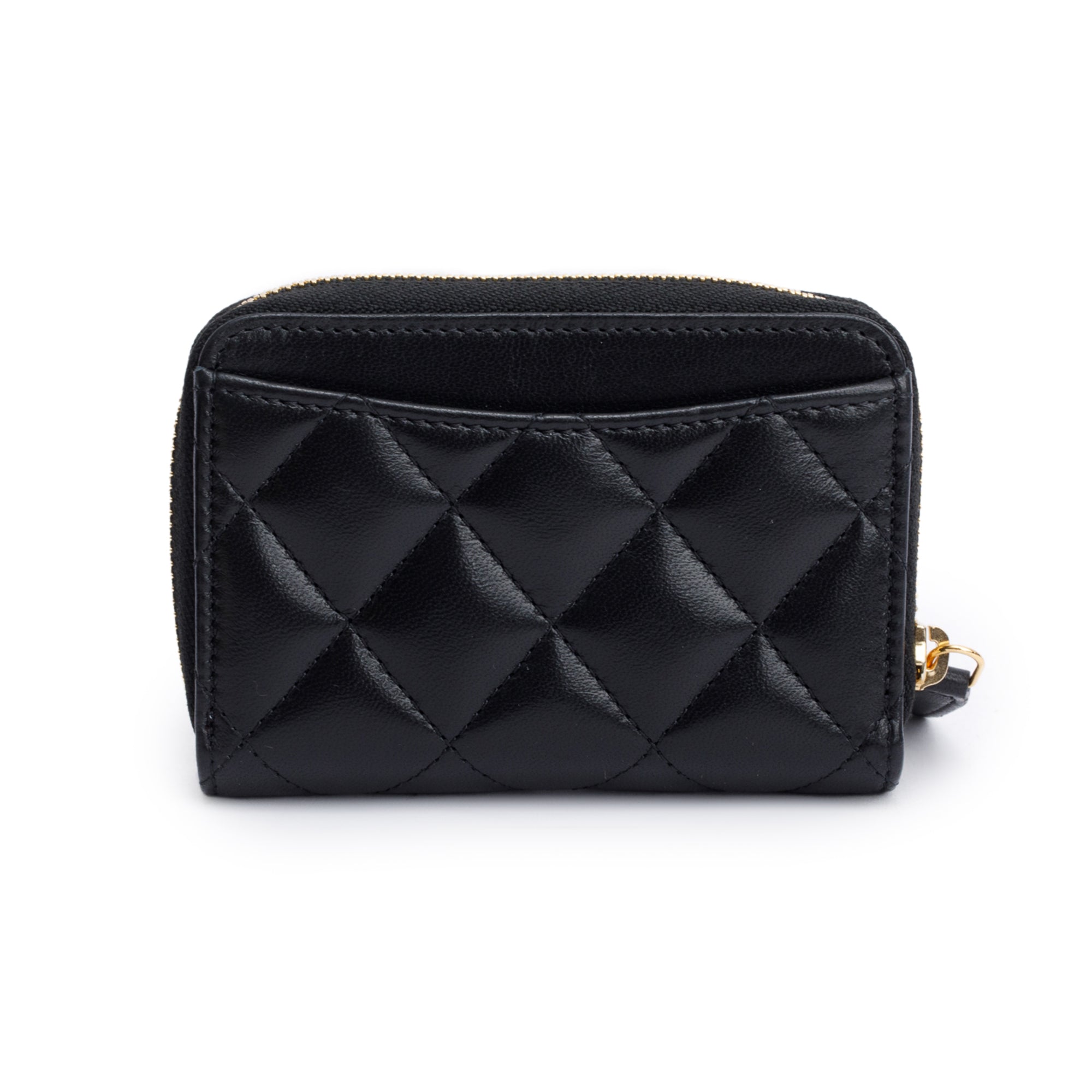 Chanel 2020 Black Lambskin Leather Classic Zipped Coin Purse w/ Authenticity Card