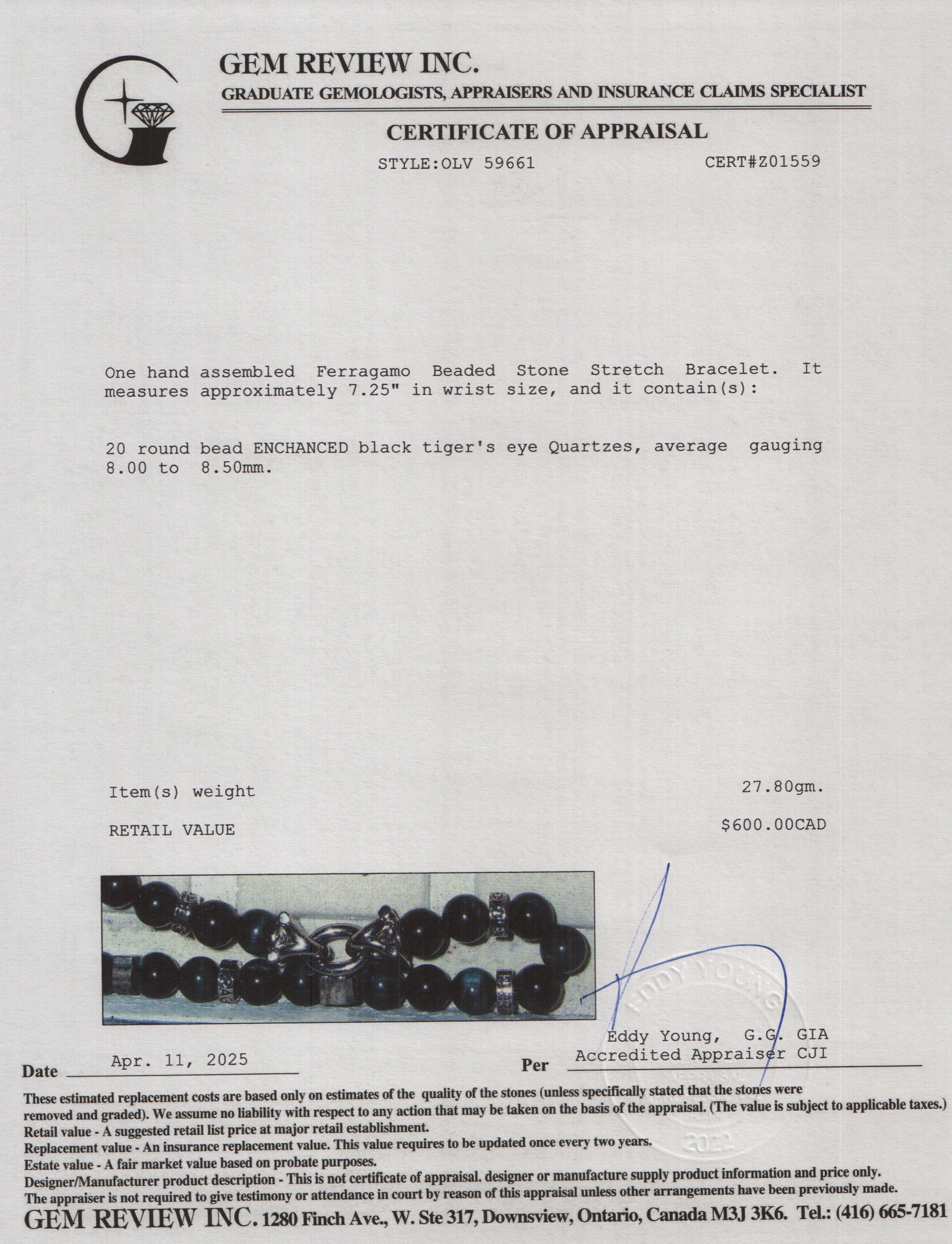 Ferragamo Beaded Stone Stretch Bracelet w/ Box