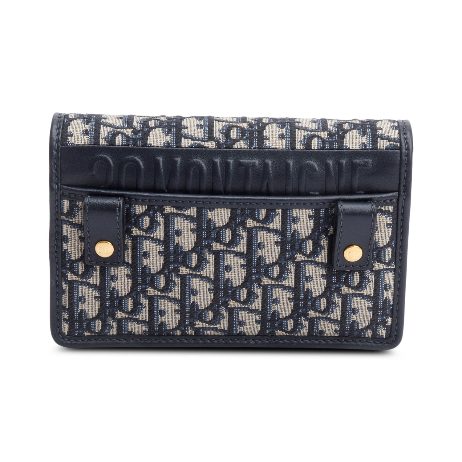 Christian Dior 2022 Navy Oblique 30 Montaigne 2-In-1 Pouch Bag