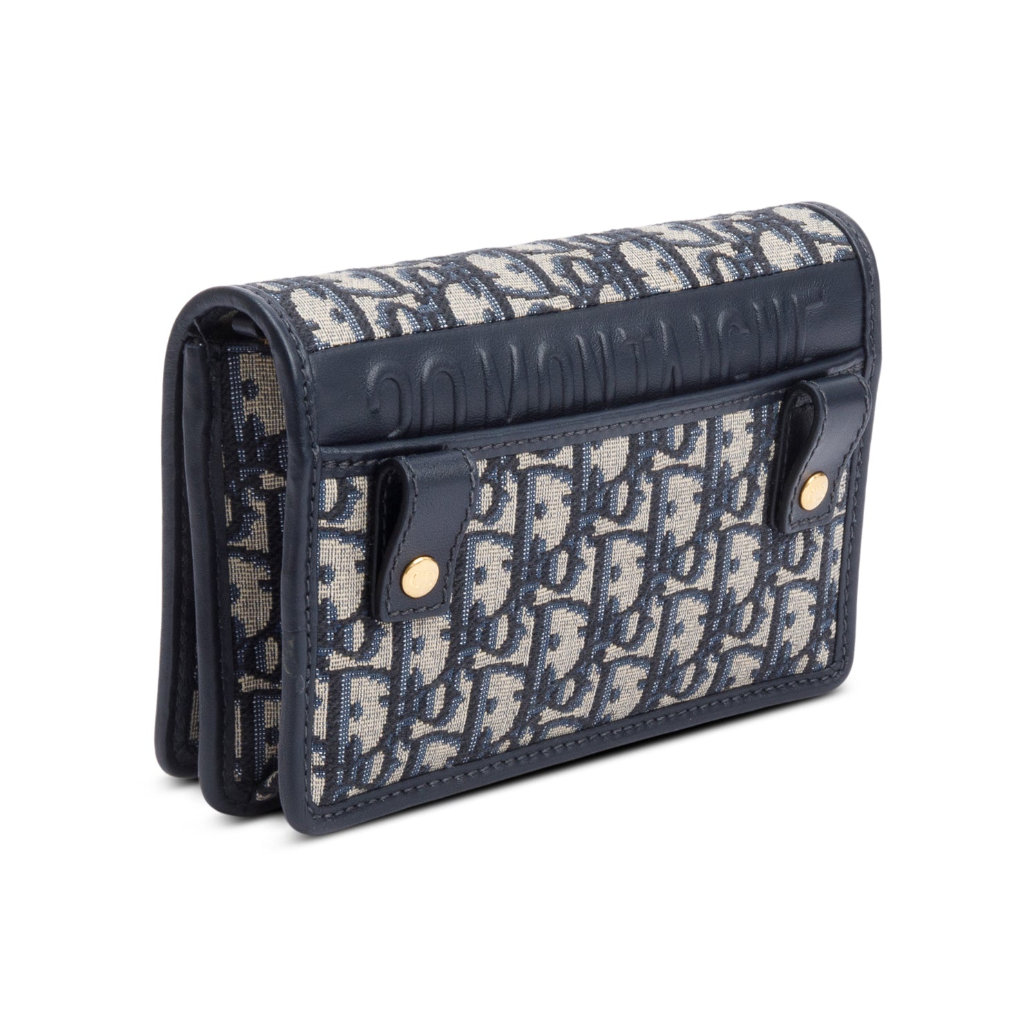 Christian Dior 2022 Navy Oblique 30 Montaigne 2-In-1 Pouch Bag