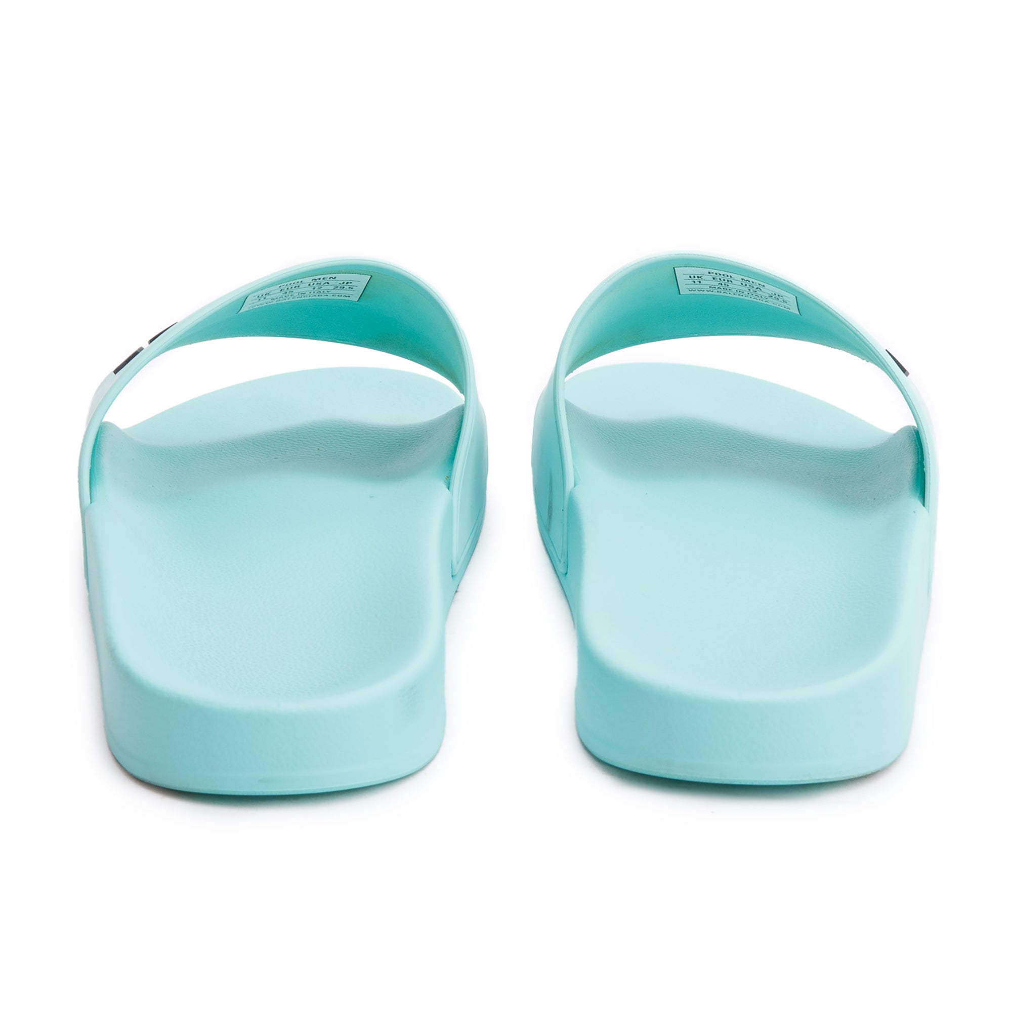 Balenciaga Mint Green Rubber Printed Logo Pool Slide Sandals, Size 45 w/ Box