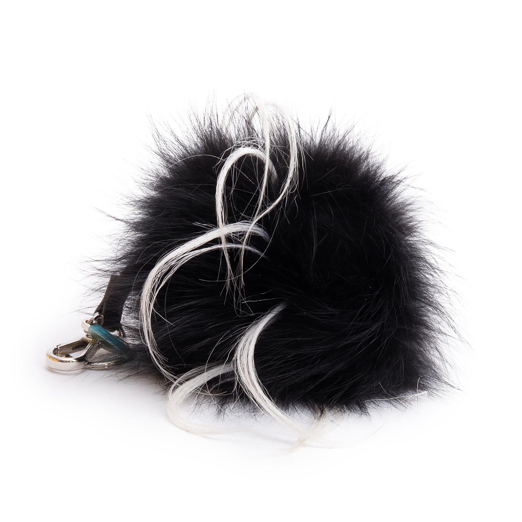Fendi Black/Red/White Leather Monster Eye Mink Fox Fur Bag Charm w/ Box