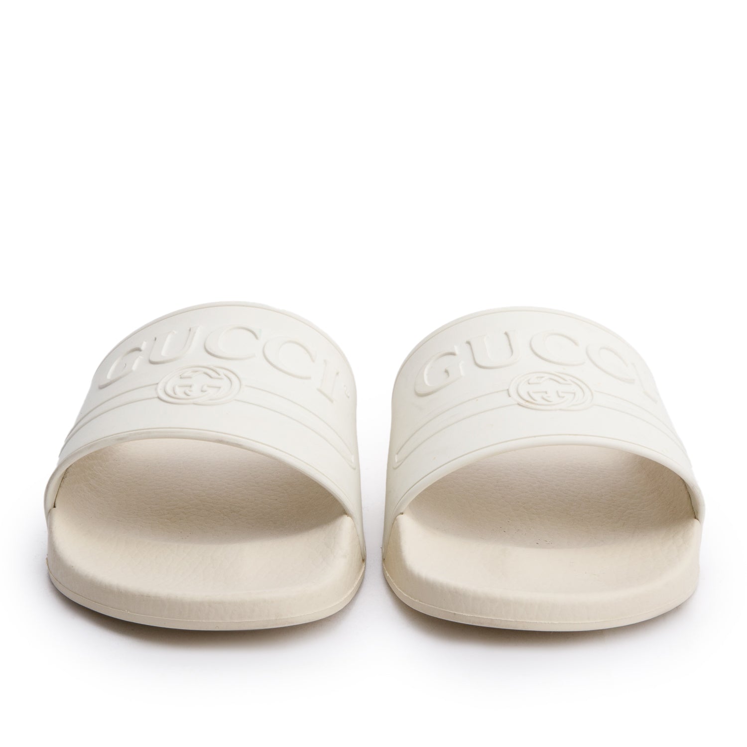 Gucci White Rubber Interlocking G Logo Slides , Size 11 w/ Box