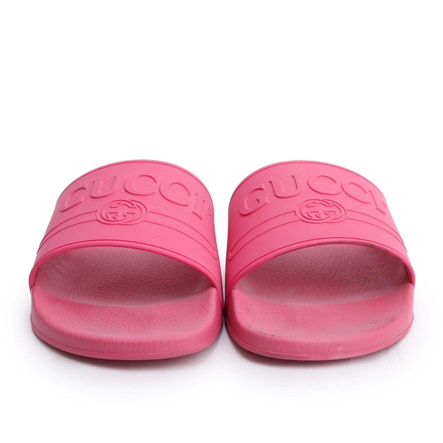 Gucci Pink Rubber Interlocking G Logo Slides , Size 11 w/ Box