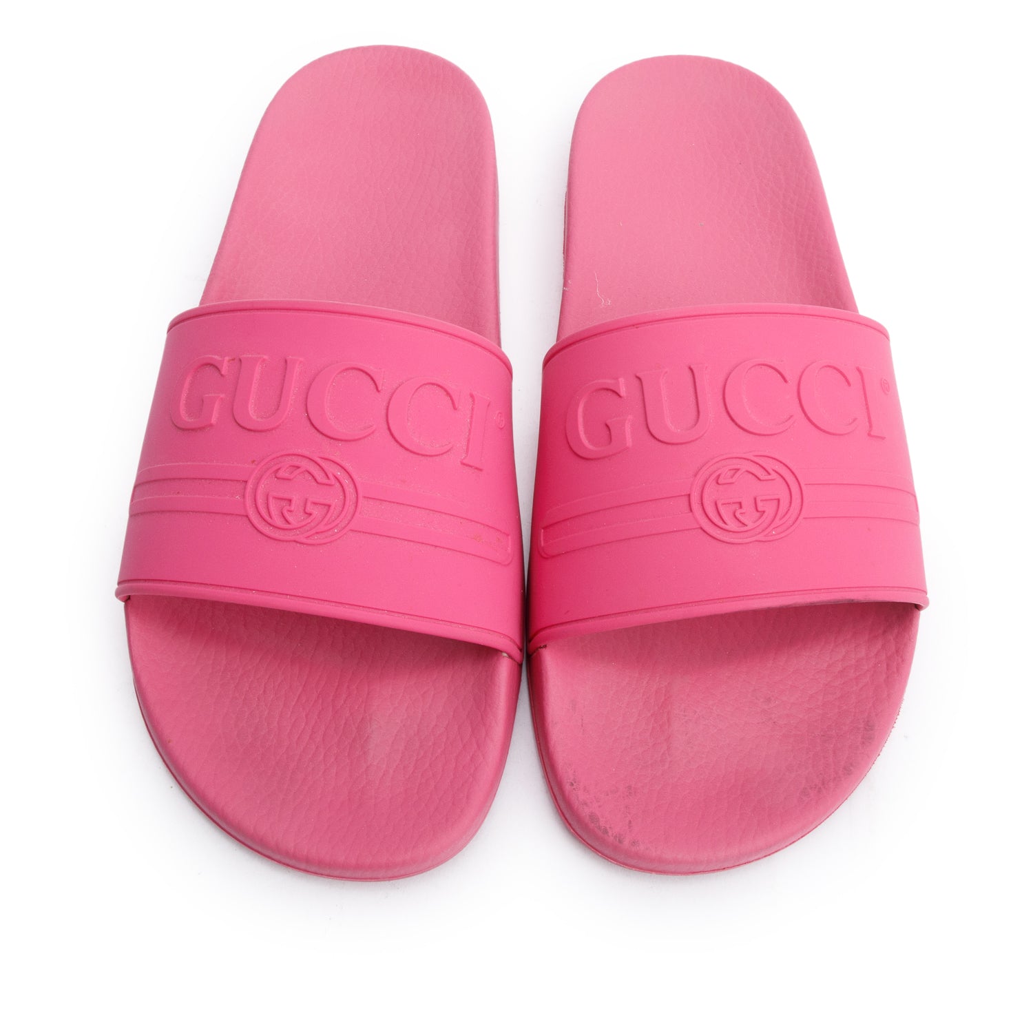 Gucci Pink Rubber Interlocking G Logo Slides , Size 11 w/ Box