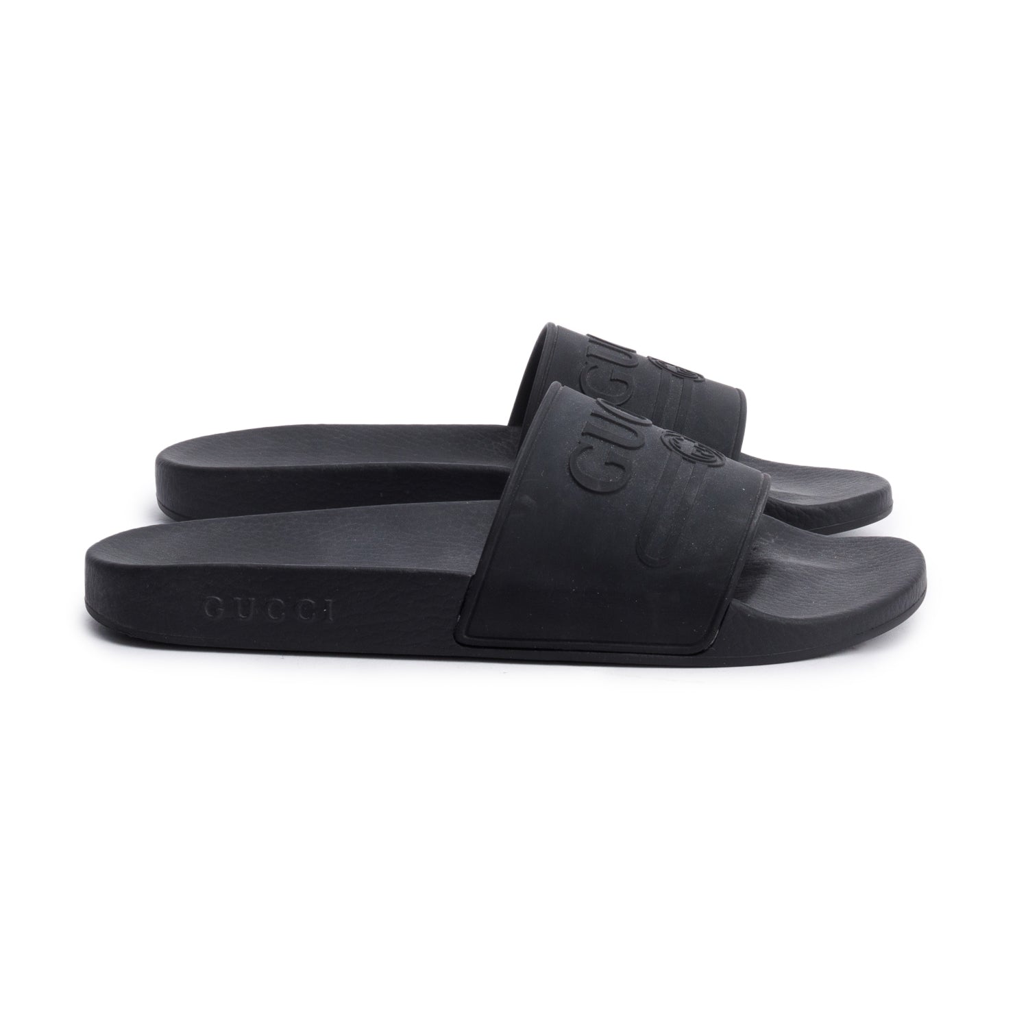 Gucci Black Rubber Interlocking G Logo Slides , Size 11 w/ Box
