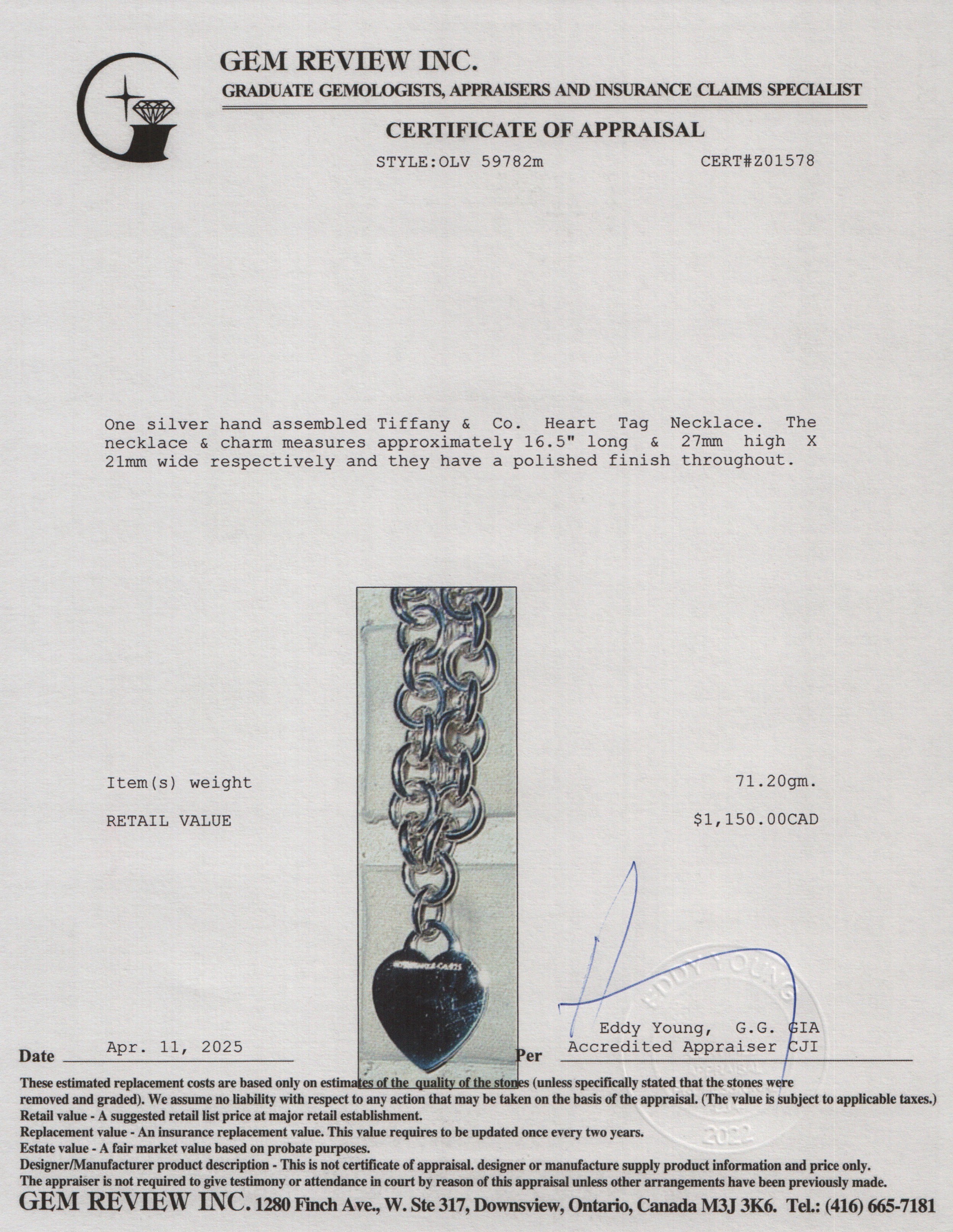 Tiffany & Co. Sterling Silver Heart Tag Necklace