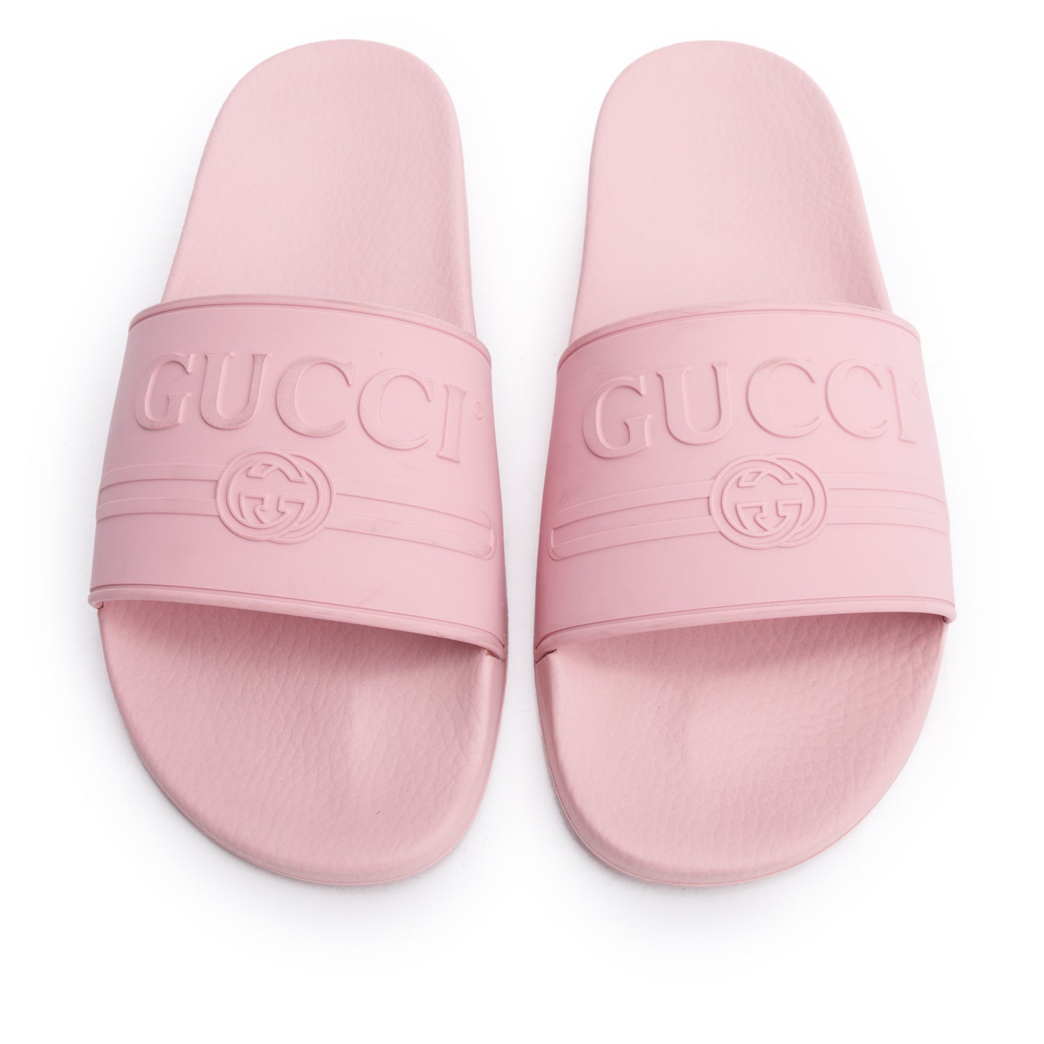 Gucci Pink Rubber Interlocking G Logo Slides , Size 11 w/ Box