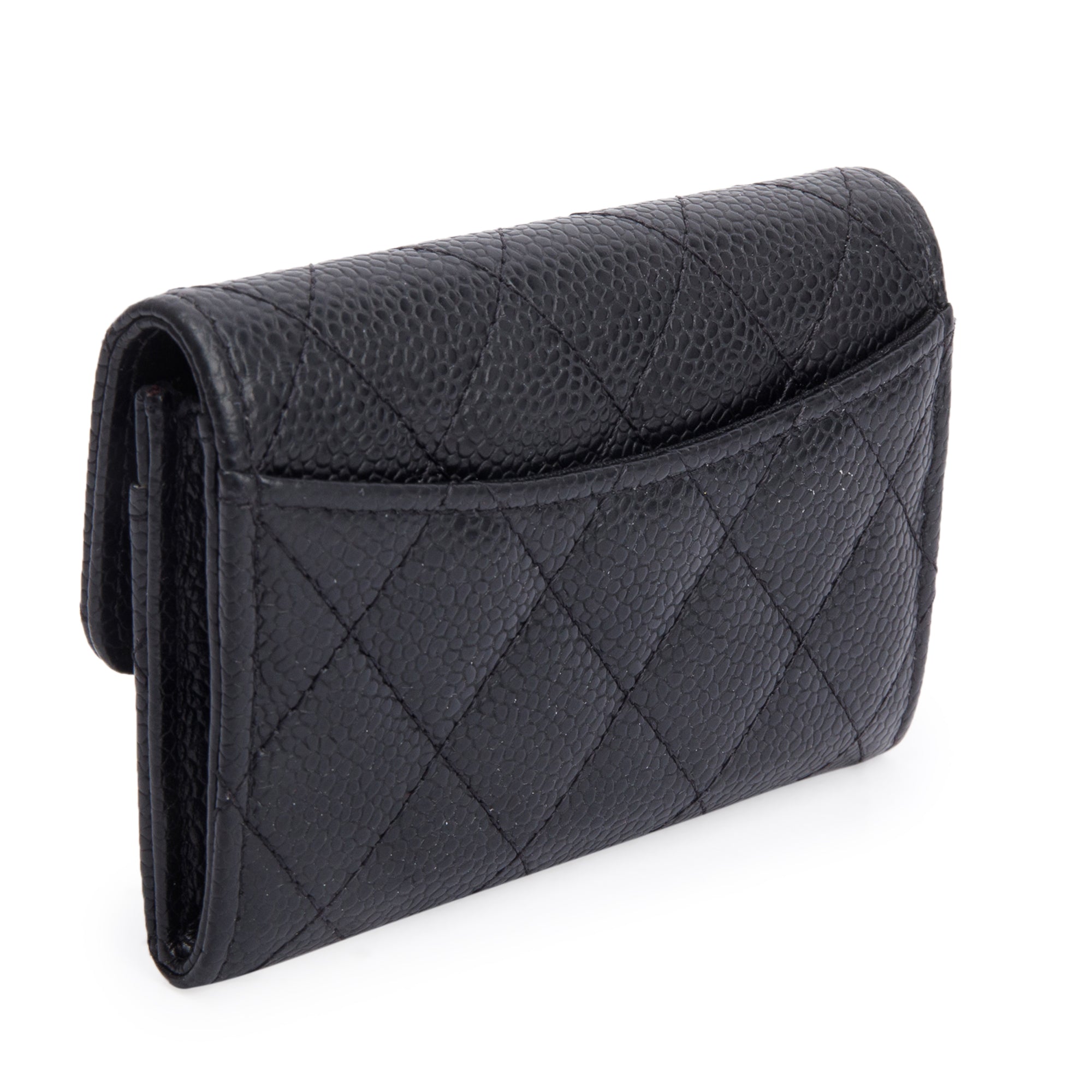 Chanel 2021 Black Quilted Caviar Leather Classic Flap Card Holder w/ Box & Authenticity Card