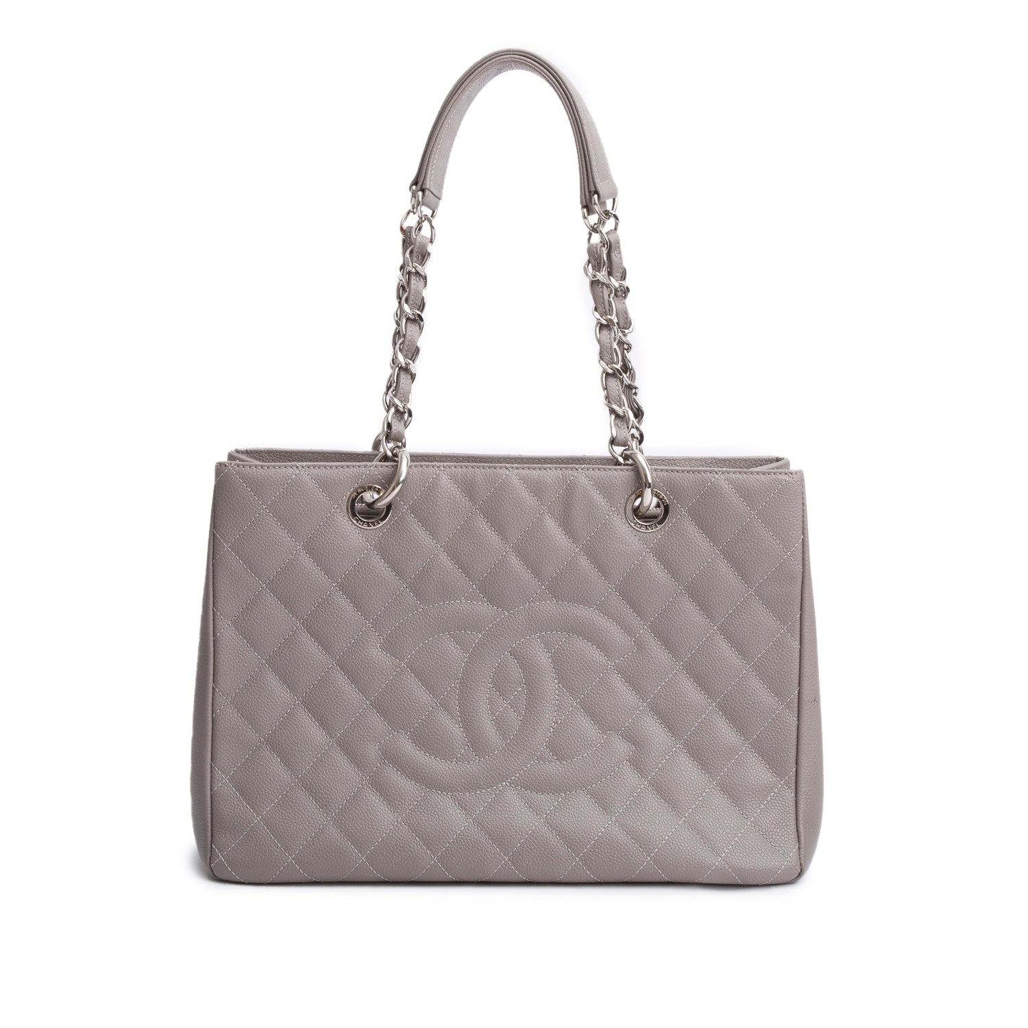 Chanel Grey Caviar Leather Grand Shopping Tote (GST) w/ Authenticity Card