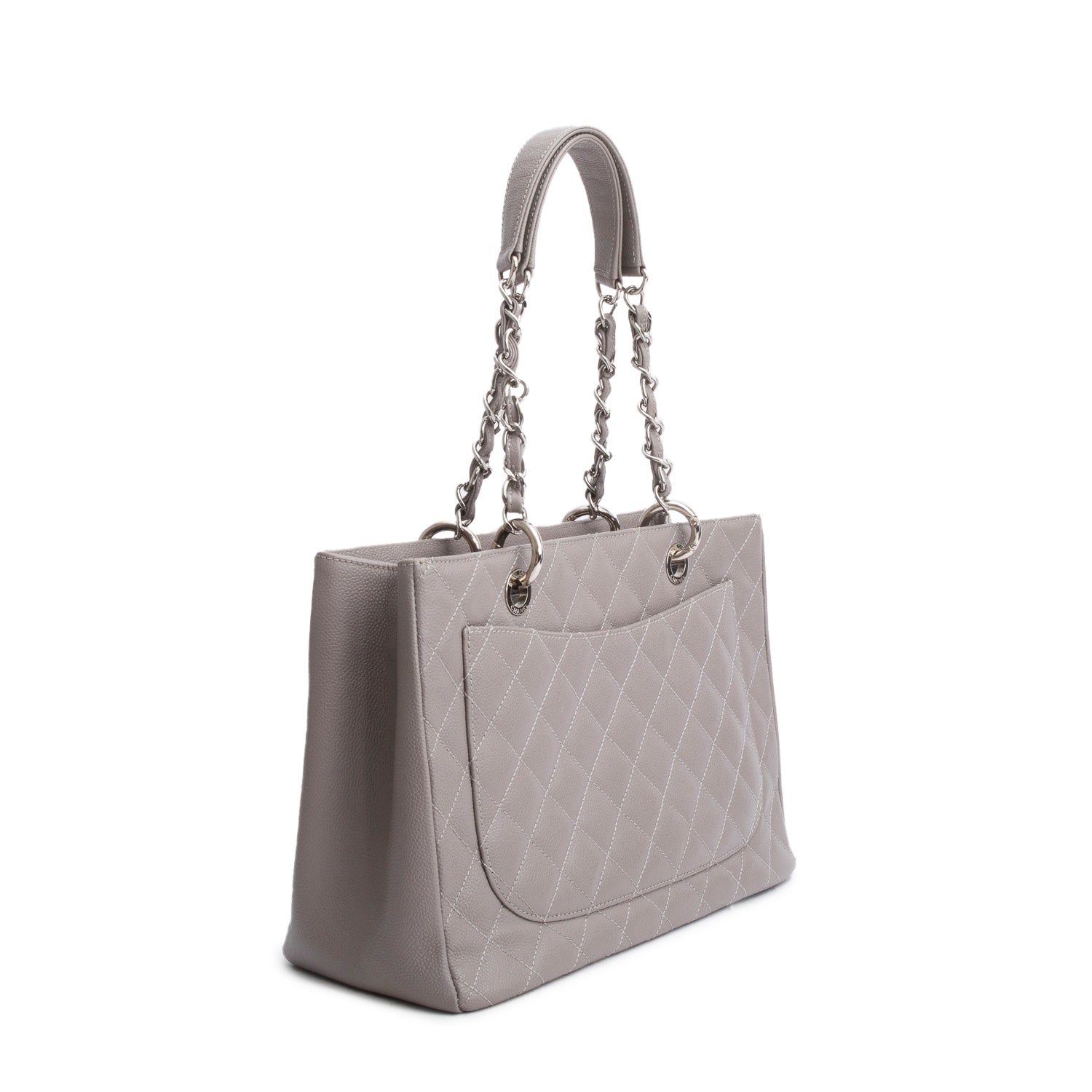 Chanel Grey Caviar Leather Grand Shopping Tote (GST) w/ Authenticity Card