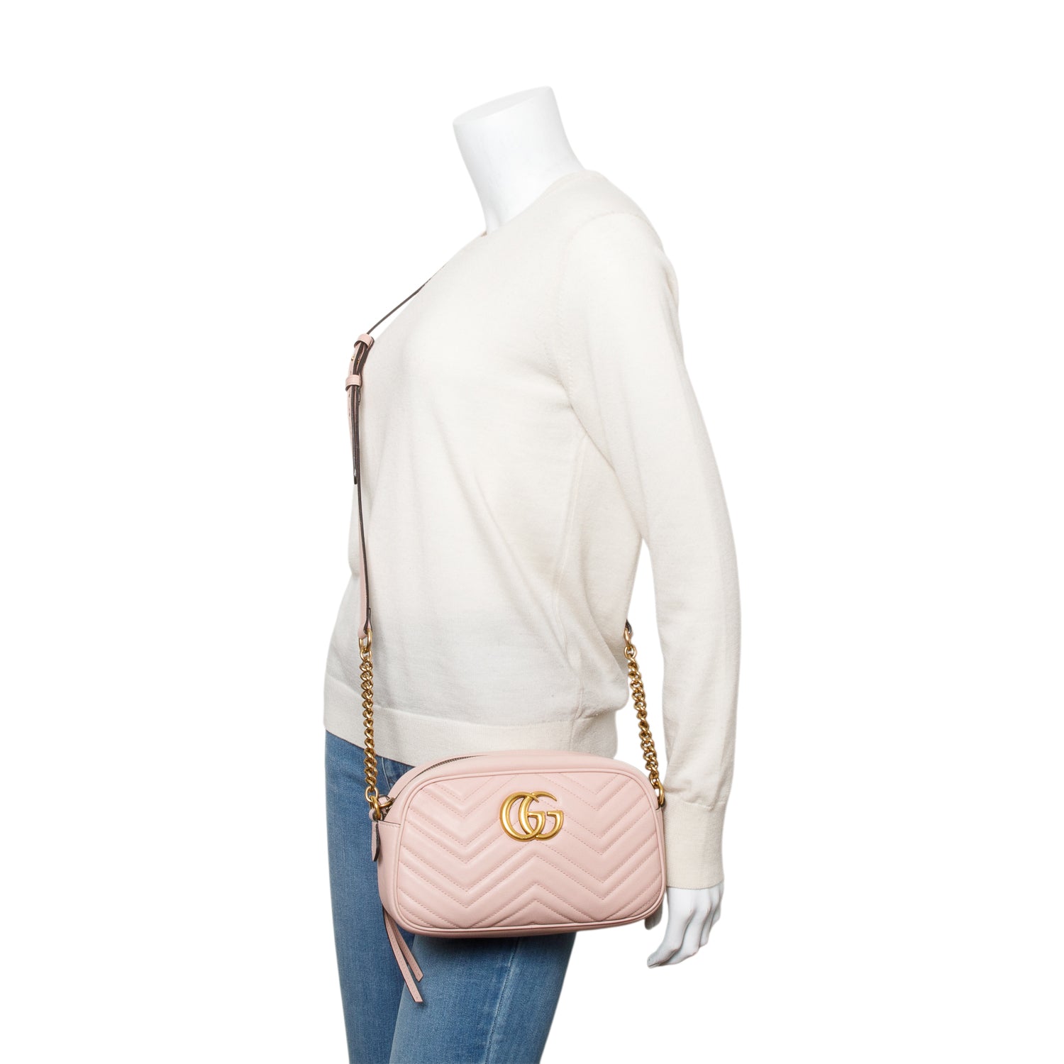 Gucci Pink GG Marmont Matelasse Small Shoulder Bag w/ Box