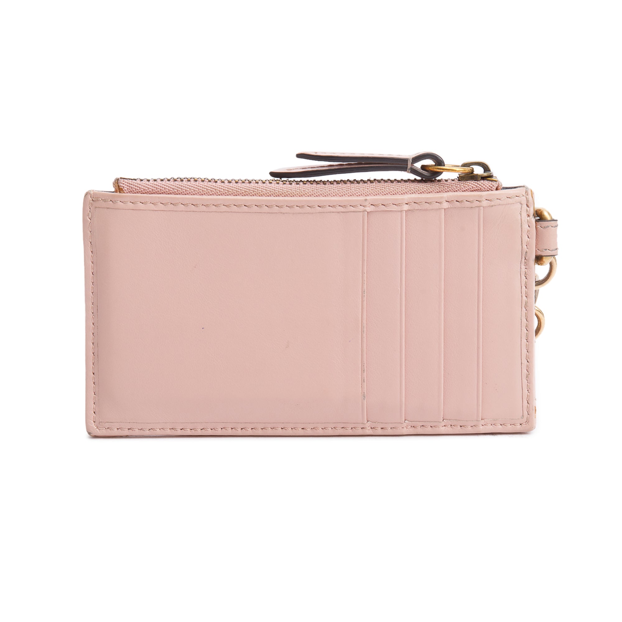 Gucci Pink Calfskin Leather GG Marmont Coin Case Card Holder Wristlet w/ Box